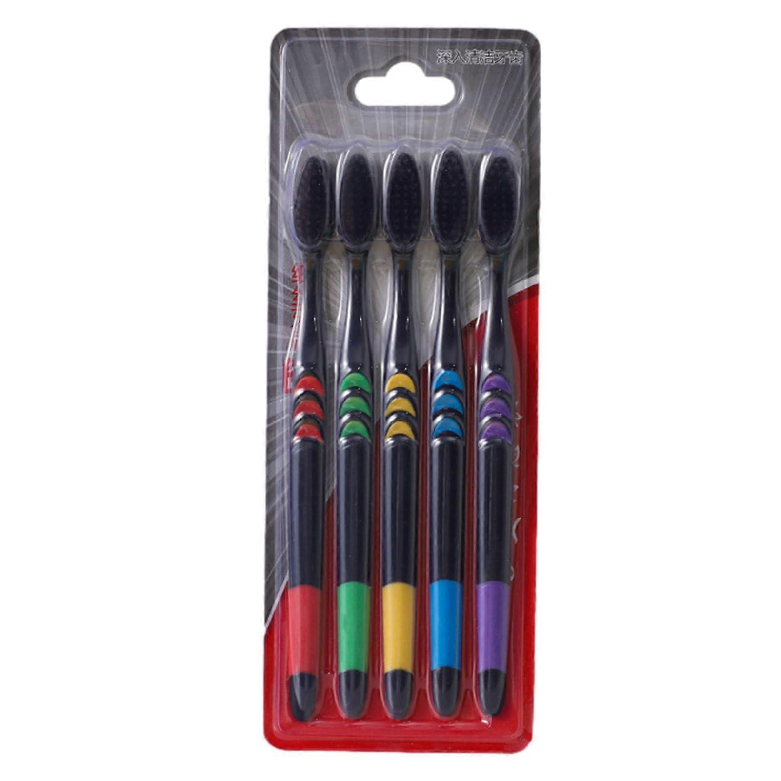 Zahnpflegebürste Mit 5 Weichen Borsten, Bambuskohle Zahnbürste Für Erwachsene In Mehreren Farben, Black, 1 Stück