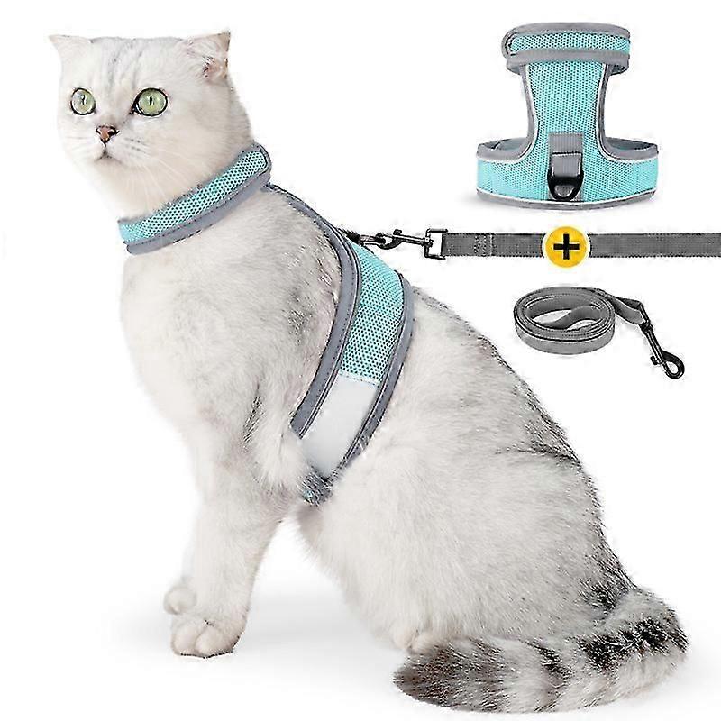 Cat Harness and Leash Set,Escape Proof Kitten Harness for Cat Travel Outdoor Walking Soft Cat Harness with Lead Reflective Strips