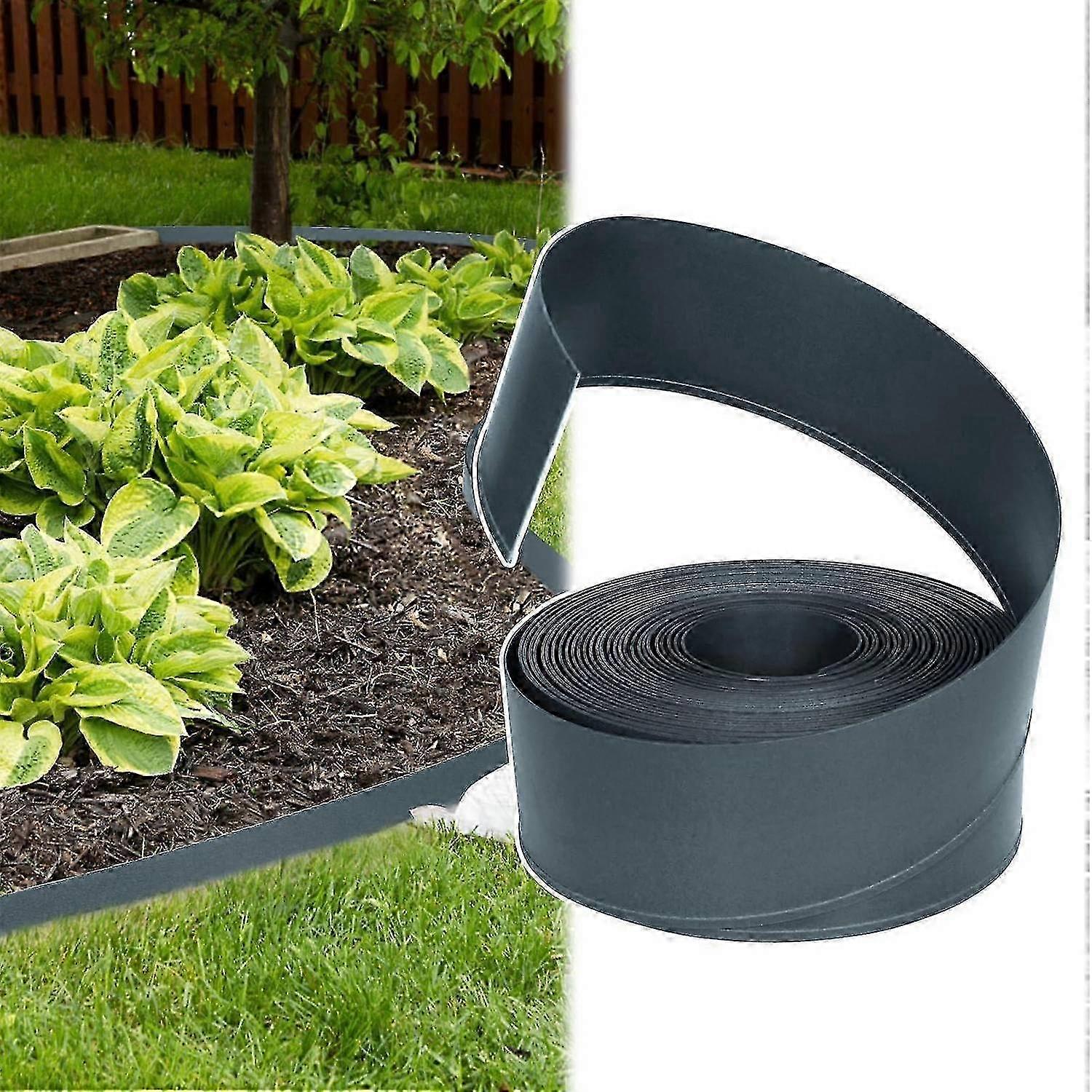 2025 Lawn Edging Plastic 20m Flower Bed Border with Connection Point (Anthracite) 20M