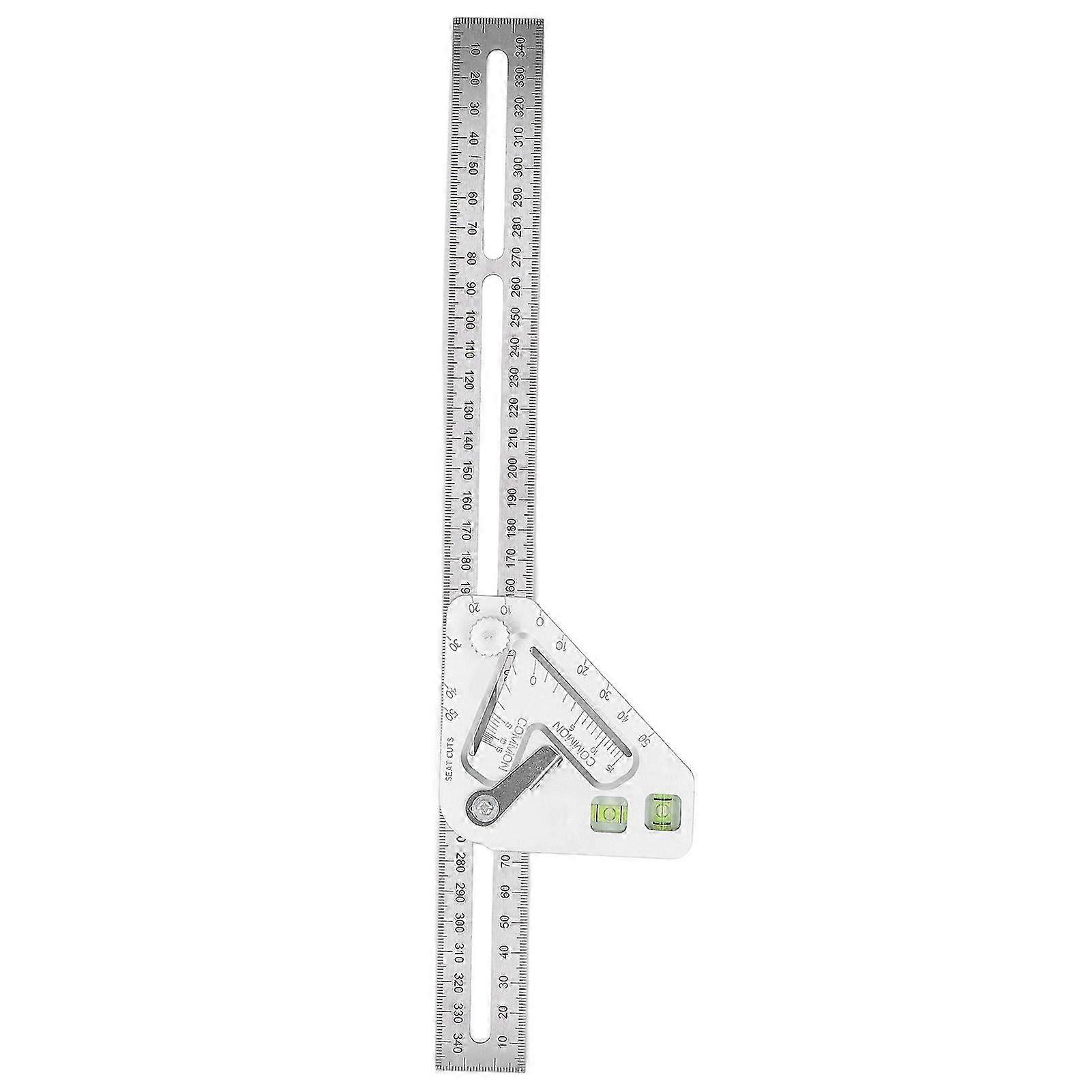 Flexible Silver Triangle Ruler with Bubble Level for Woodworking