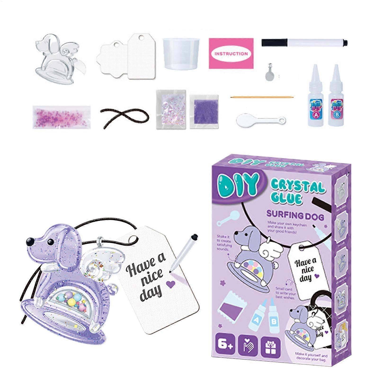 Crocodile Pendant Making Craft Toys Kit for Kids | Colorful Handmade Keychain Arts and Crafts with Drop Glue