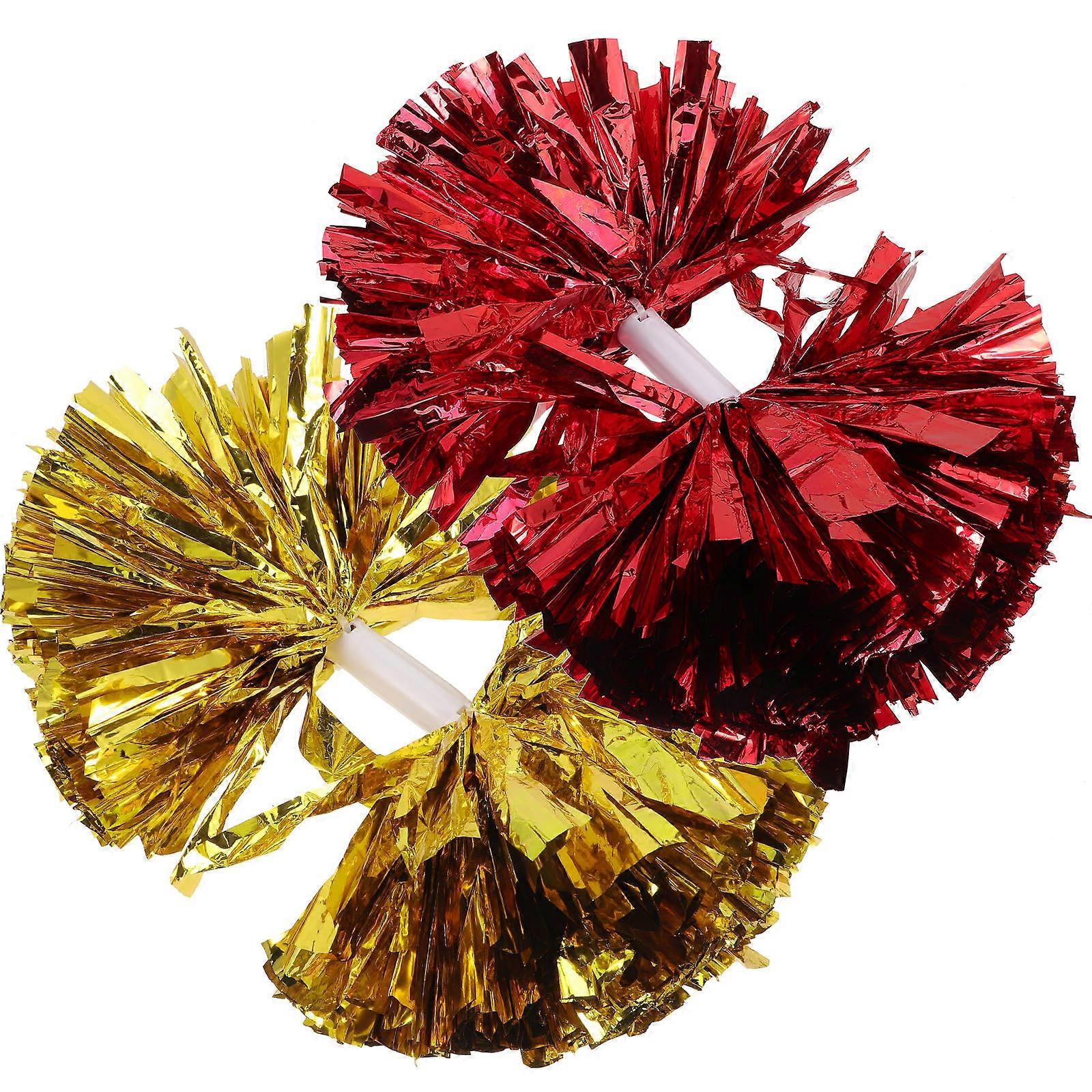 Cheerleading Pom Poms for Kids with Durable Plastic Material and Assorted Colors 2Pcs