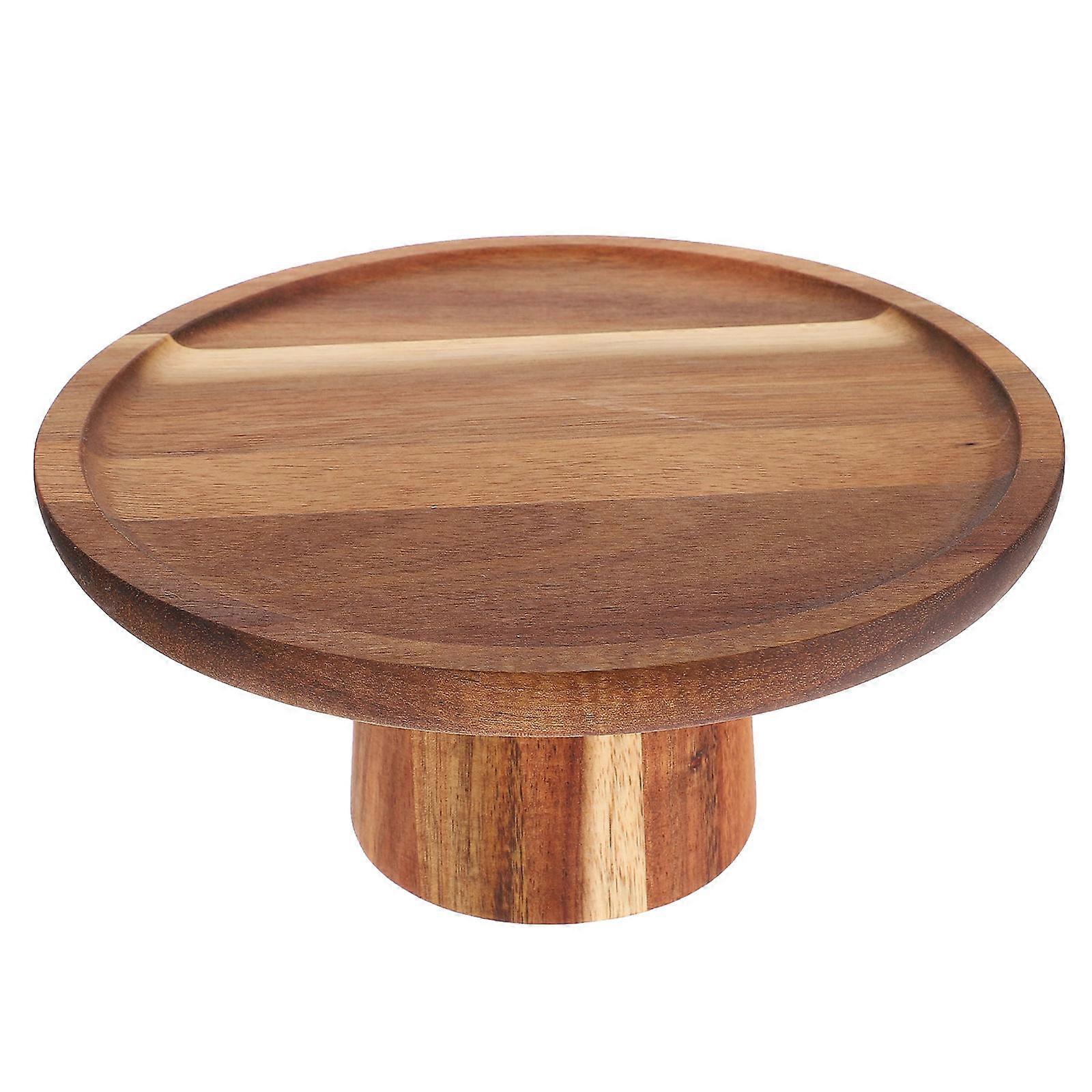 Wooden Cake Stand with High Base Acacia Wood Dessert Display Plate for Weddings, Parties, and Picnics Cupcake Holder for Snacks, Candies, and