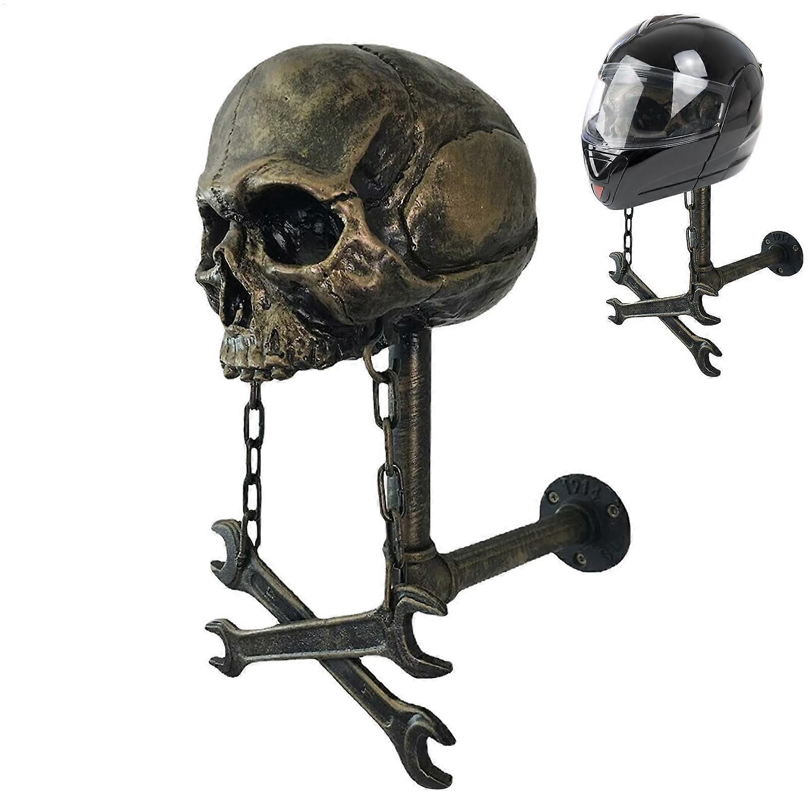 Motorcycle Helmet Mount, Skull Helmet Holder Wall Mounted Skull Design