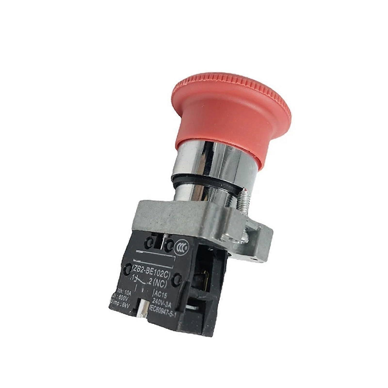 XB2BS542 10A 22 mm Red Round Power Emergency Stop Push Button Switch 1NC Normally Close