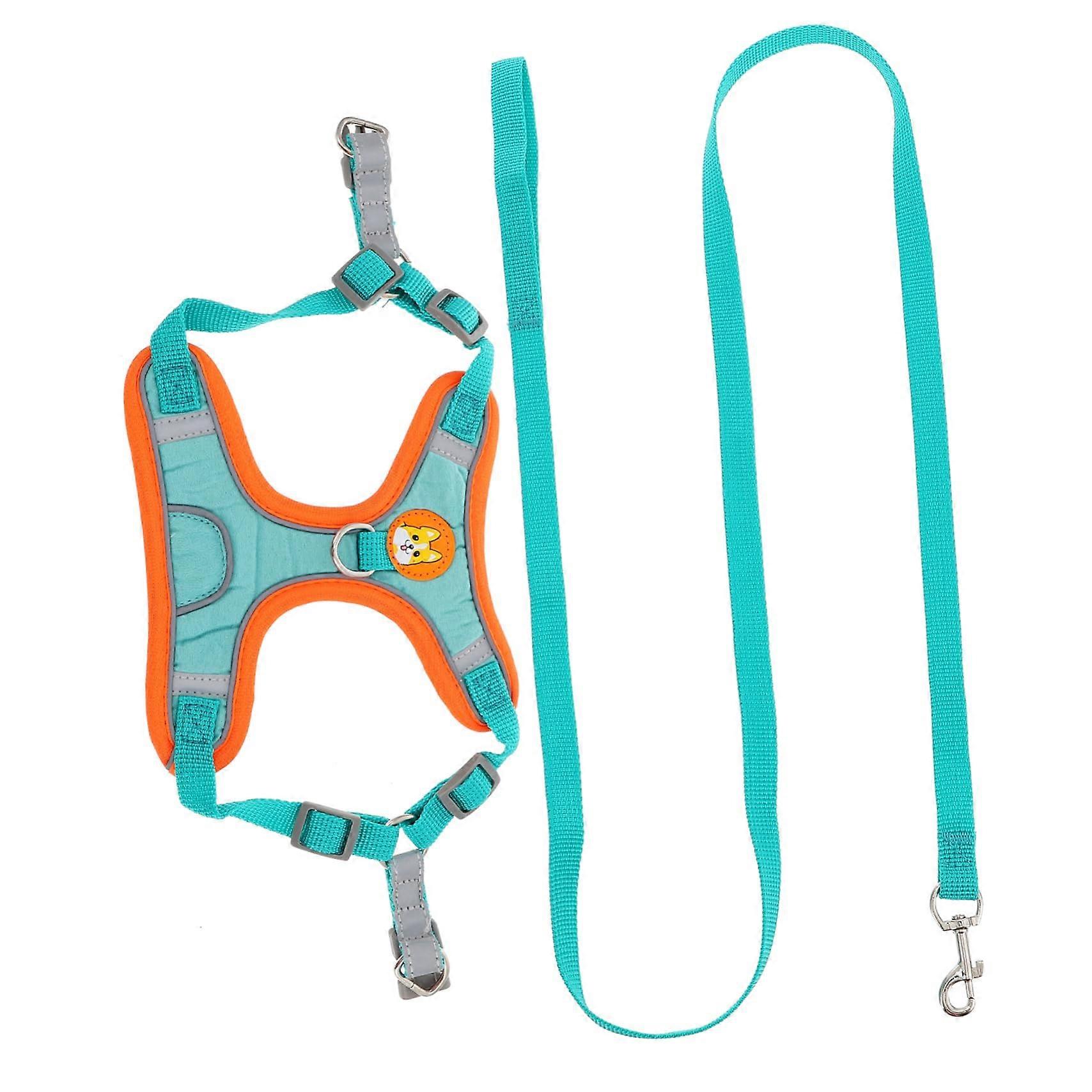 1piece dog harness for small dogs, reflective, adjustable, waterresistant, includes leash, durable, blue