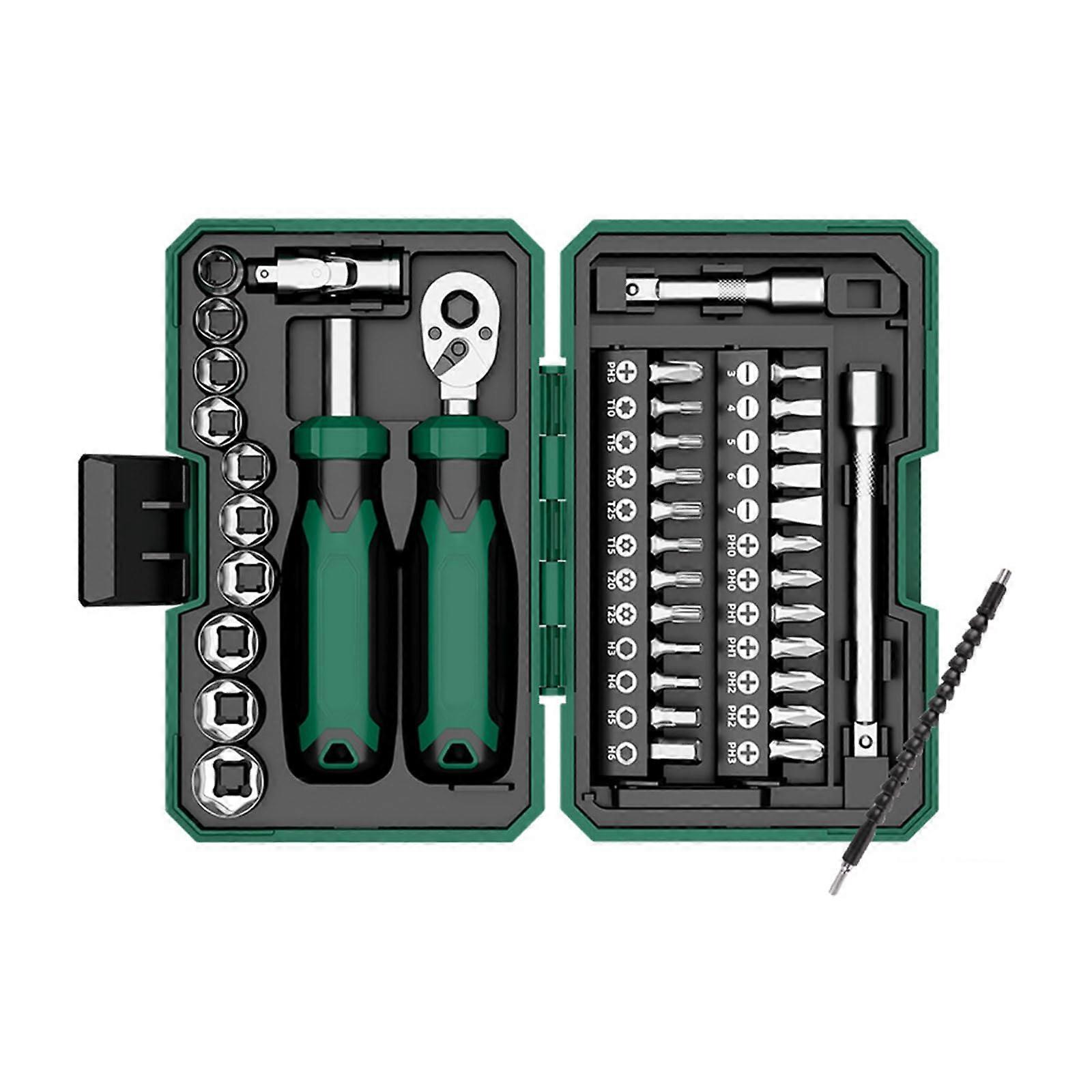 Multifunctional Ratchet Wrench Set, Ratchet Wrench, Complete Tool Kit, Professional Garage Tools, Hand Tools, 40Piece Set