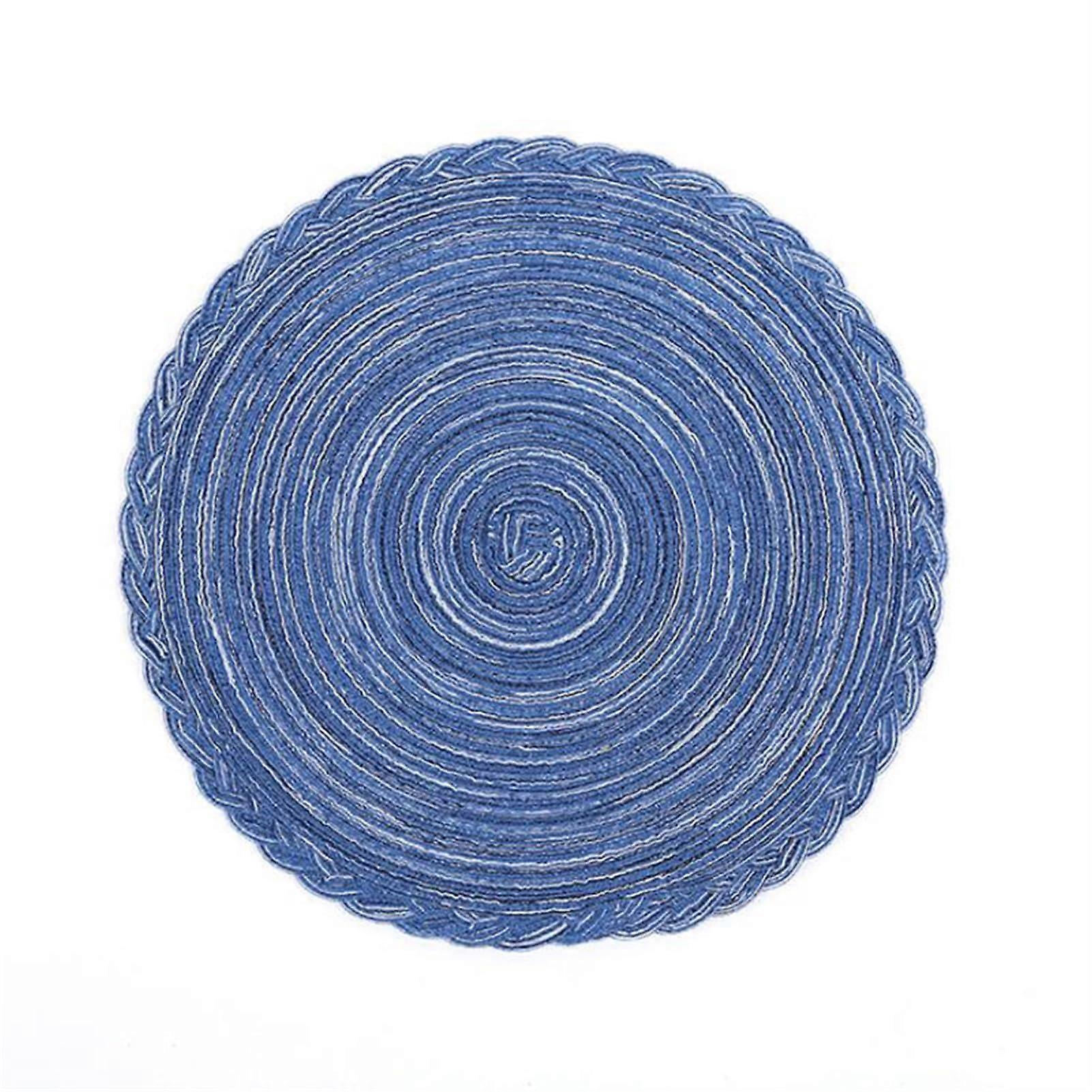 8pcs Kitchen Tools Round Coaster EcoFriendly HandKnitted Cup Mat (Blue Flower)