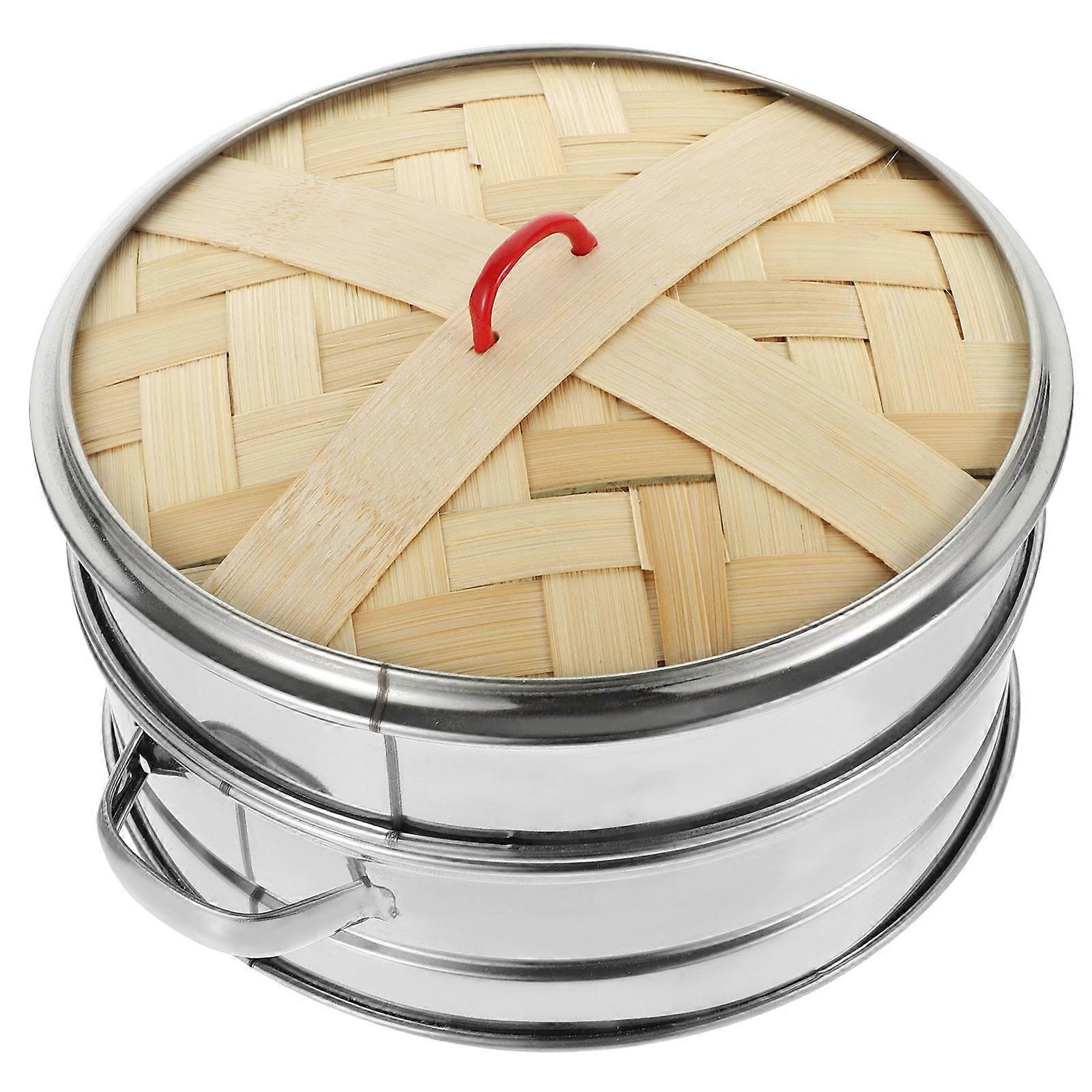 Stainless Steel Steamer Basket with Lid for Kitchen Use Silver Suitable for Buns Dumplings 1 Set