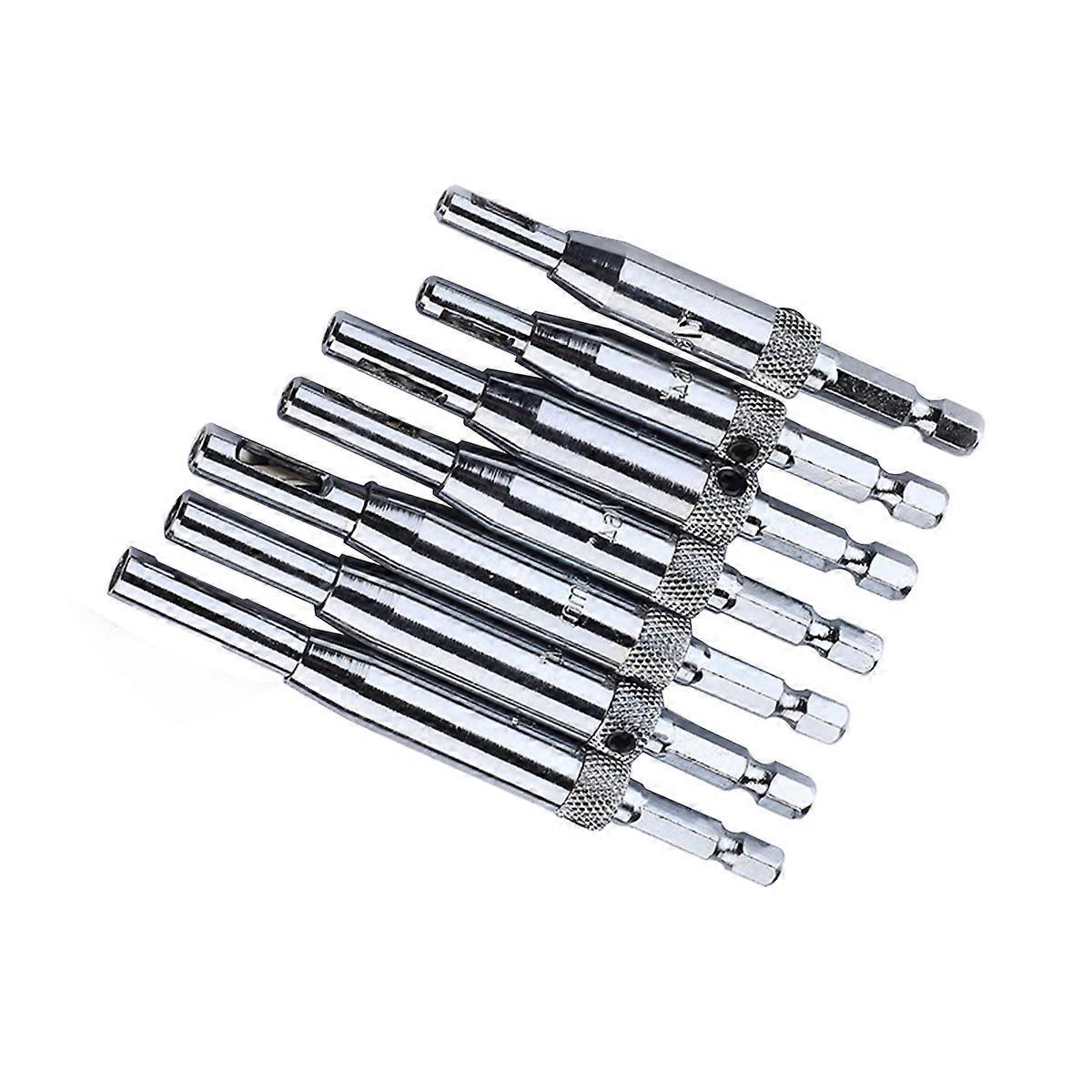 Woodworking Drill Bit Set Door Hinge Positioning Accuracy Chip Discharge System Cylindrical 7Pcs