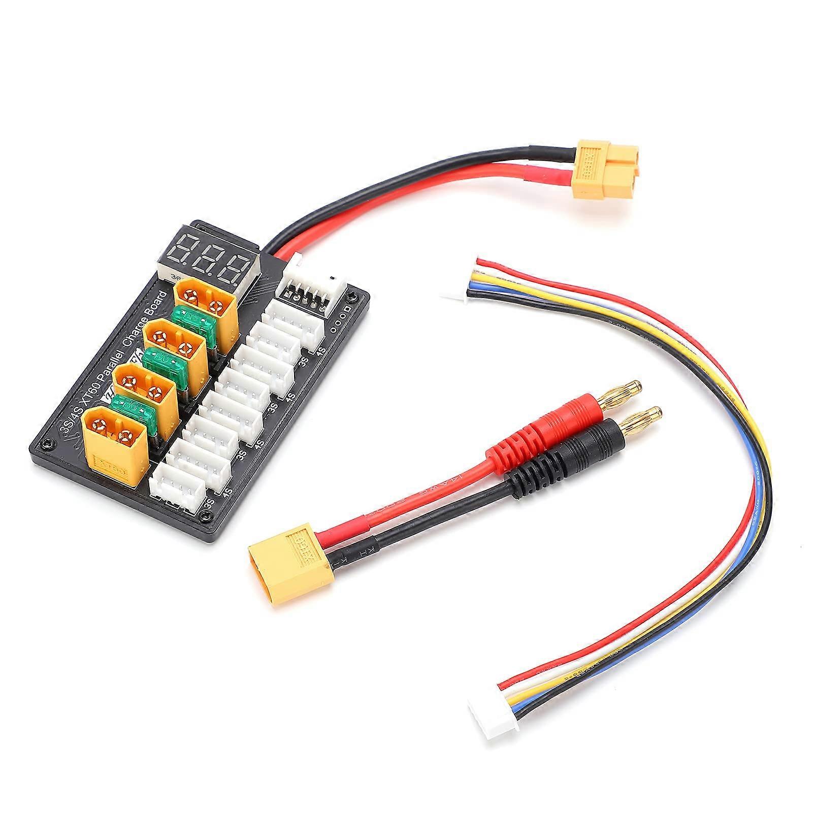 XT60 Parallel Charging Board 3S 4S with Display 30A Fuse ABS 14AWG Cable
