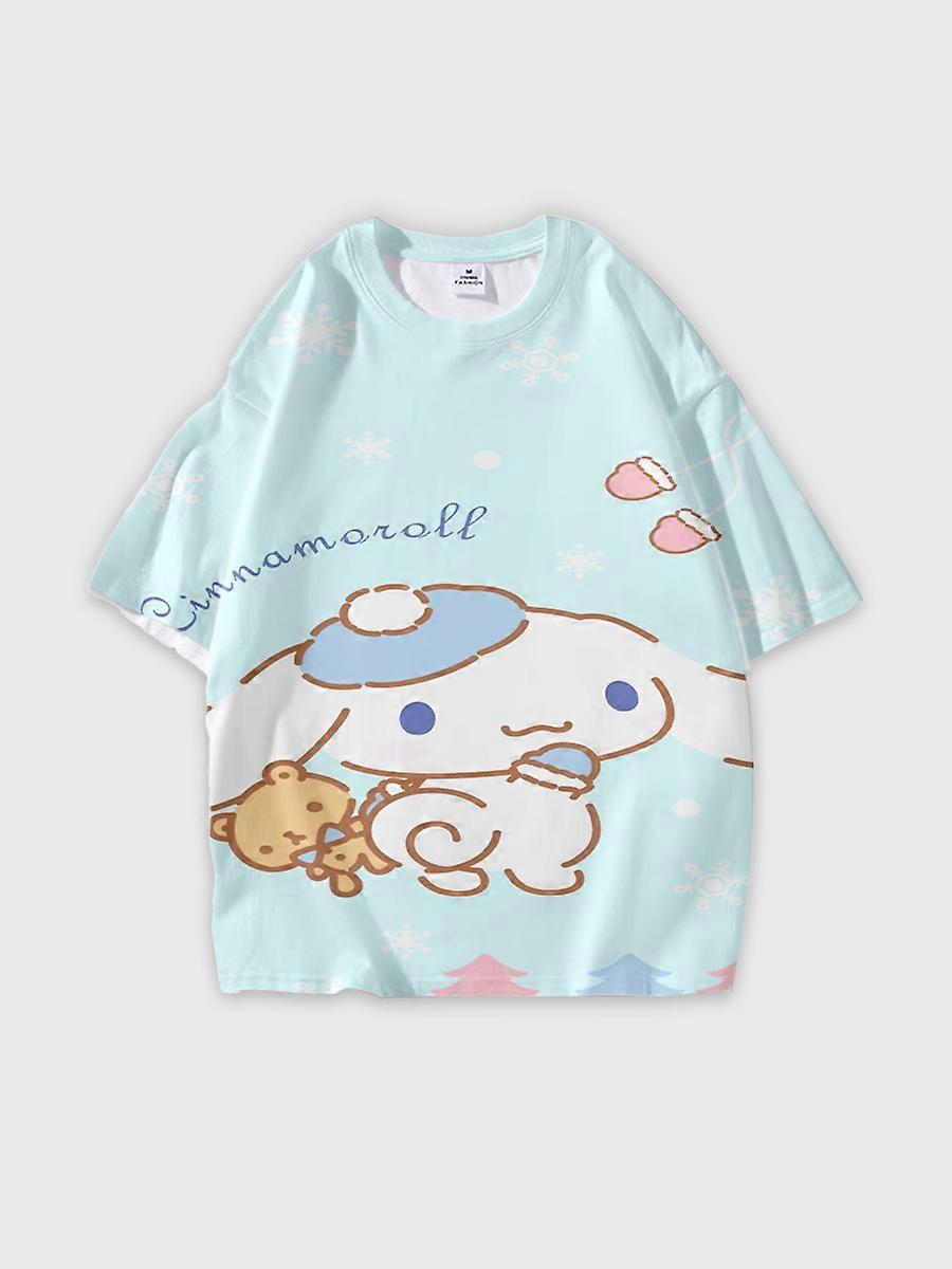T-shirt round neck Cartoon Pattern loose short sleeve E2476