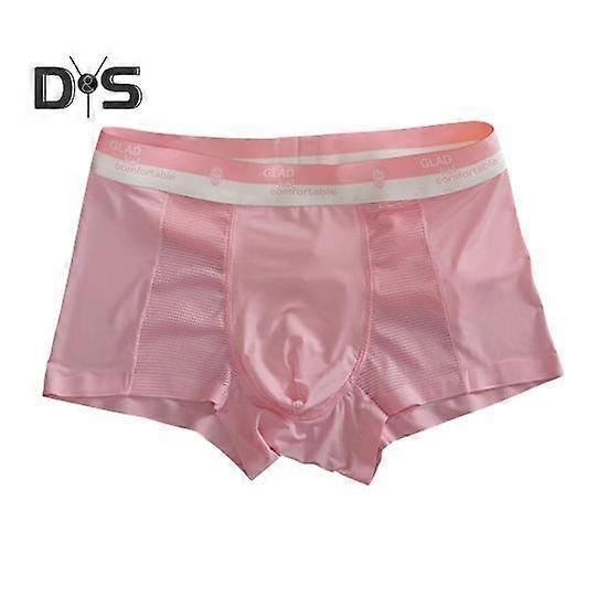 Men Boxer Underwear Mid-rise Elastic Waist Letter Print Mesh Stitching Shorts Briefs Ultra-thin Ice Silk Seamless Panties
