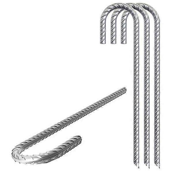 Pack of 6 galvanized reinforcing pins, anchoring pins with sturdy J-hooks, ground anchors