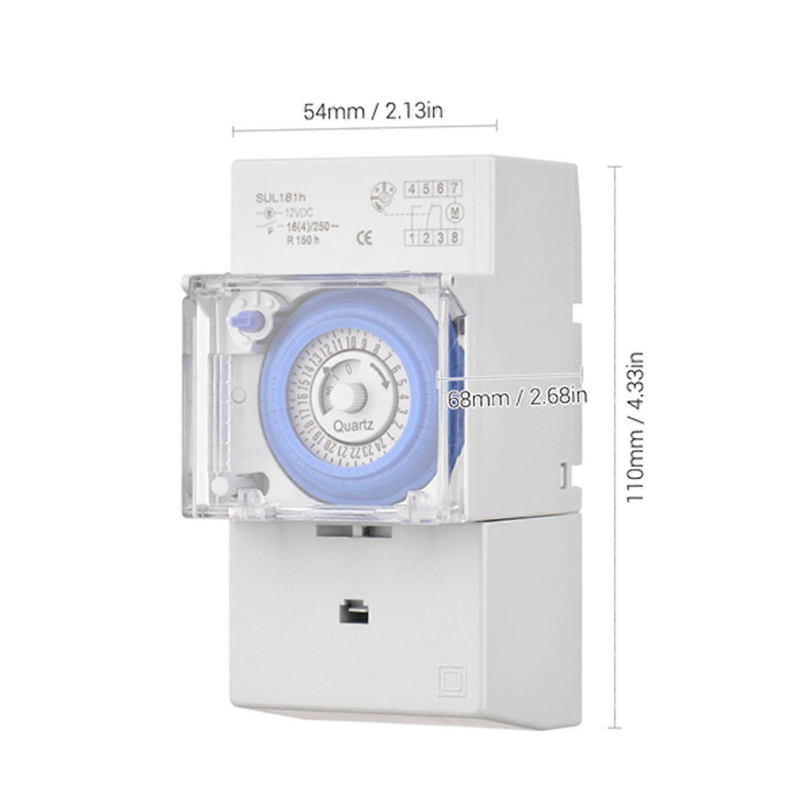 Mechanical 24 Hours Timer Switch DC 12V 30 Minutes Interval 48 Times ON/ OFF Programmable Electrical Timer DIN Rail Installation Relay Switch