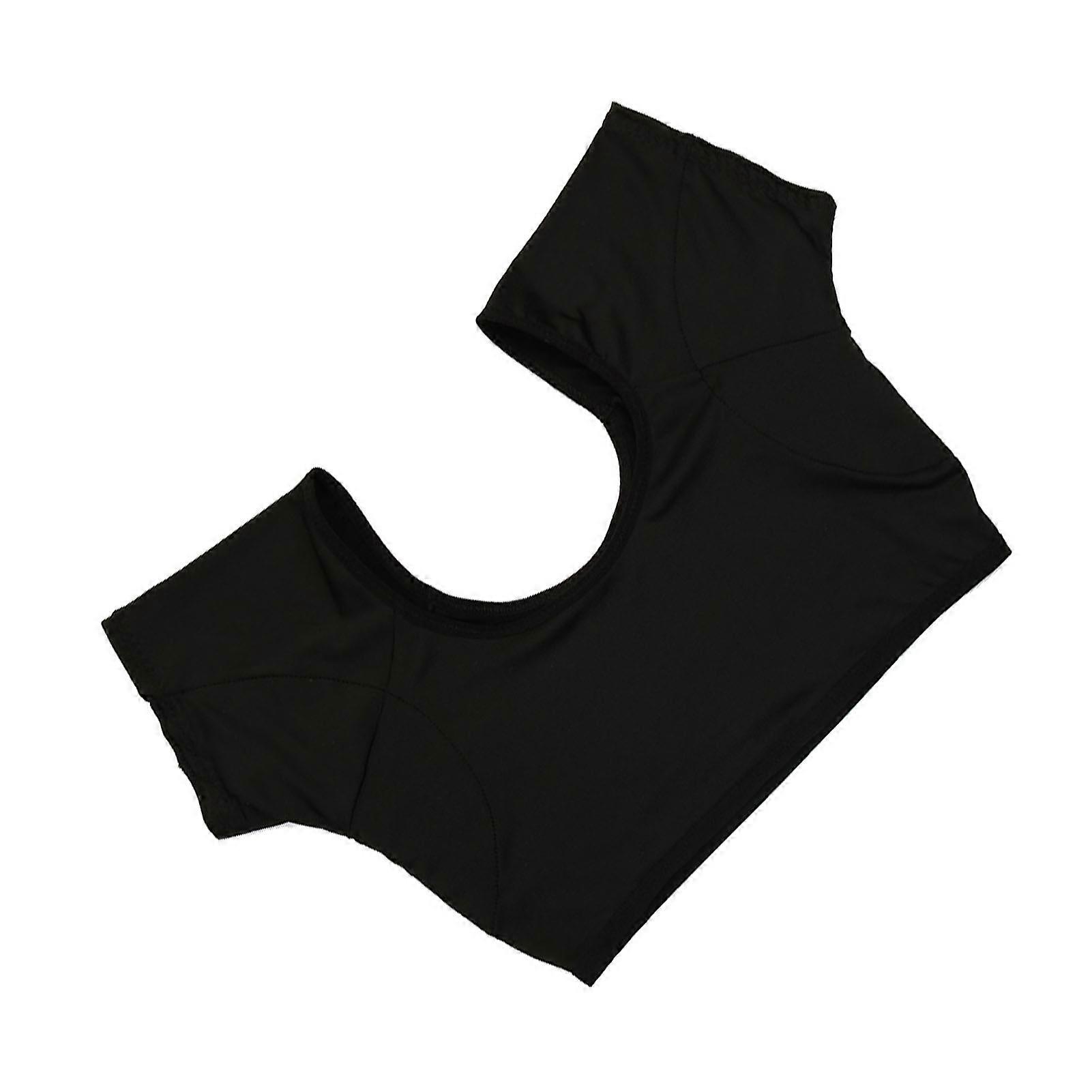 Γιλέκο ιδρώτα μασχάλης Κοντό μανίκι Sweat Absorption Pullover Σχέδιο Washable γιλέκο ιδρώτα μασχάλης για τα κορίτσια γυναικών μαύρο L
