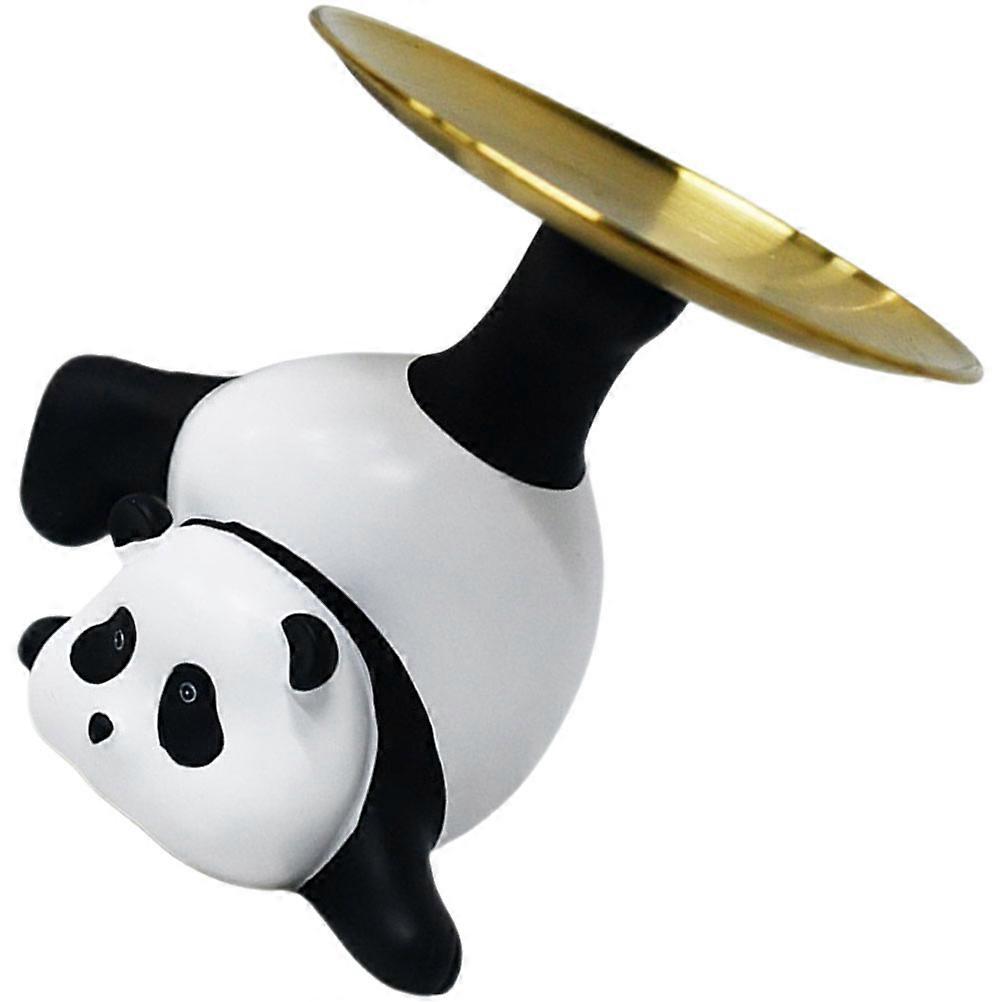 Panda Figurine Key Storage Tray Cute Desktop Organizer for Entryway Table Lightweight Odorless Animal Statue Decorative Dish for Home
