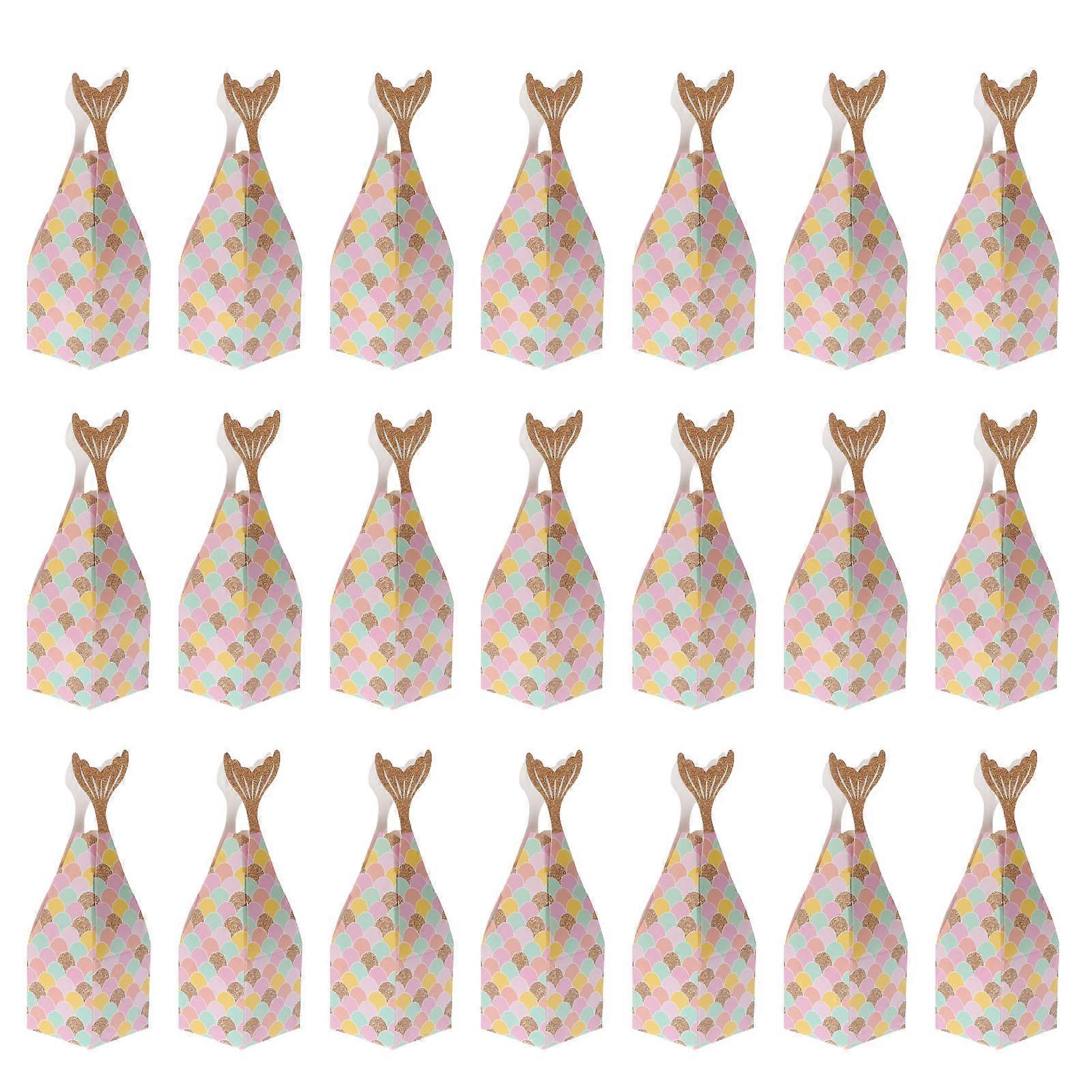 Creative Mermaid Party Favor Boxes 50Pcs In Golden Color With Storage Function For Birthday Party Occasions