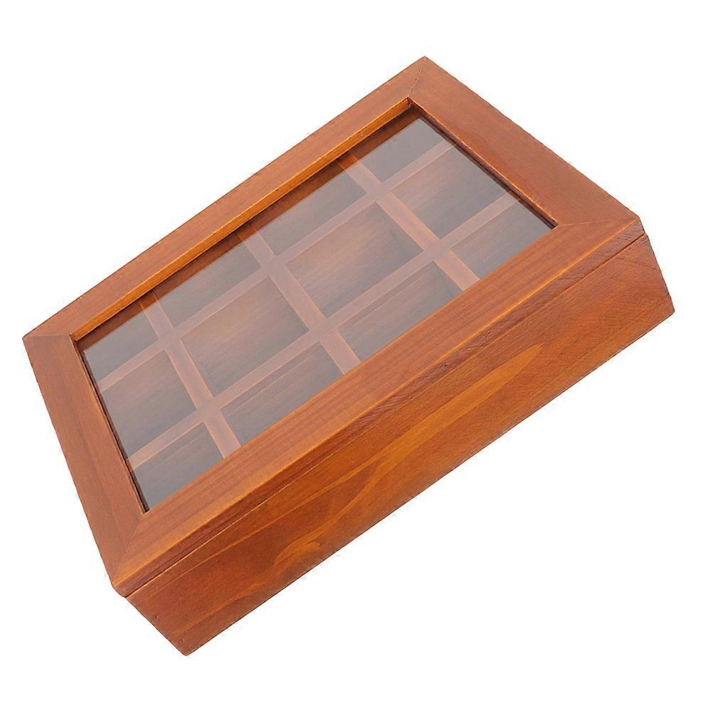 Tea Bag Display Box Wooden Organizer with Clear Lid Elegant Design 1Pack