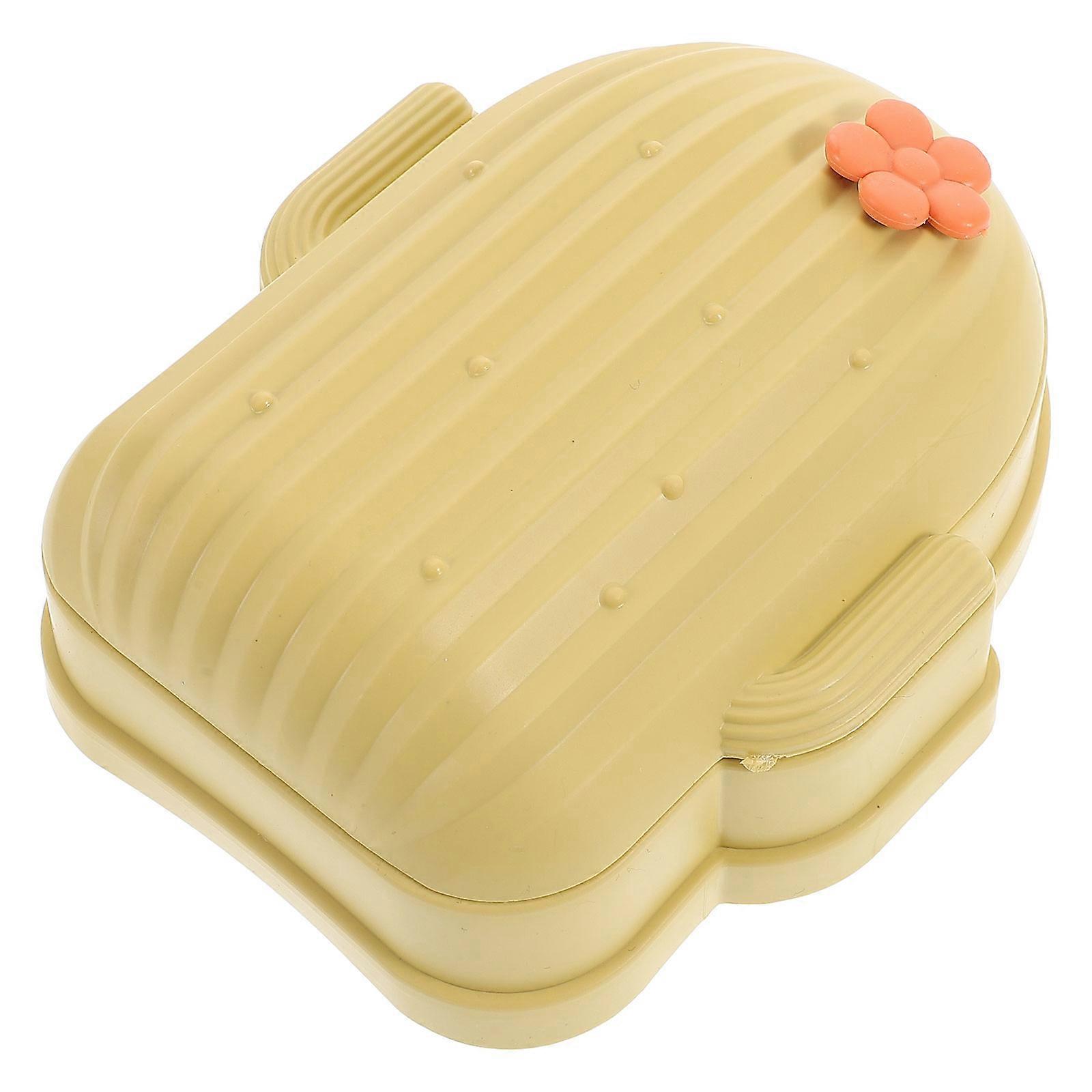 Kitchen And Travel Soap Dish Cactus Style Plastic Soap Container With Lid For Soap Protection 1Set
