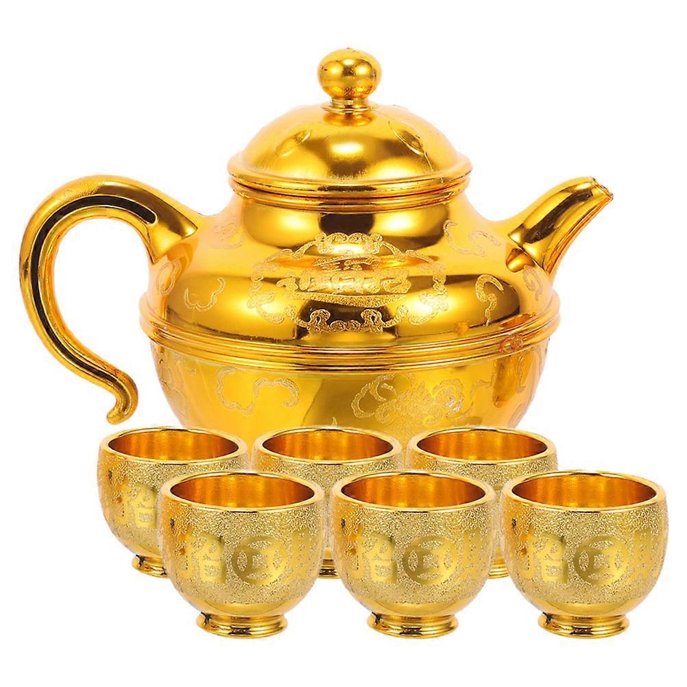 1 Set Elegant Offering Cups and Teapot for Buddhist Rituals – Classic Design with Practical Water Offering Function