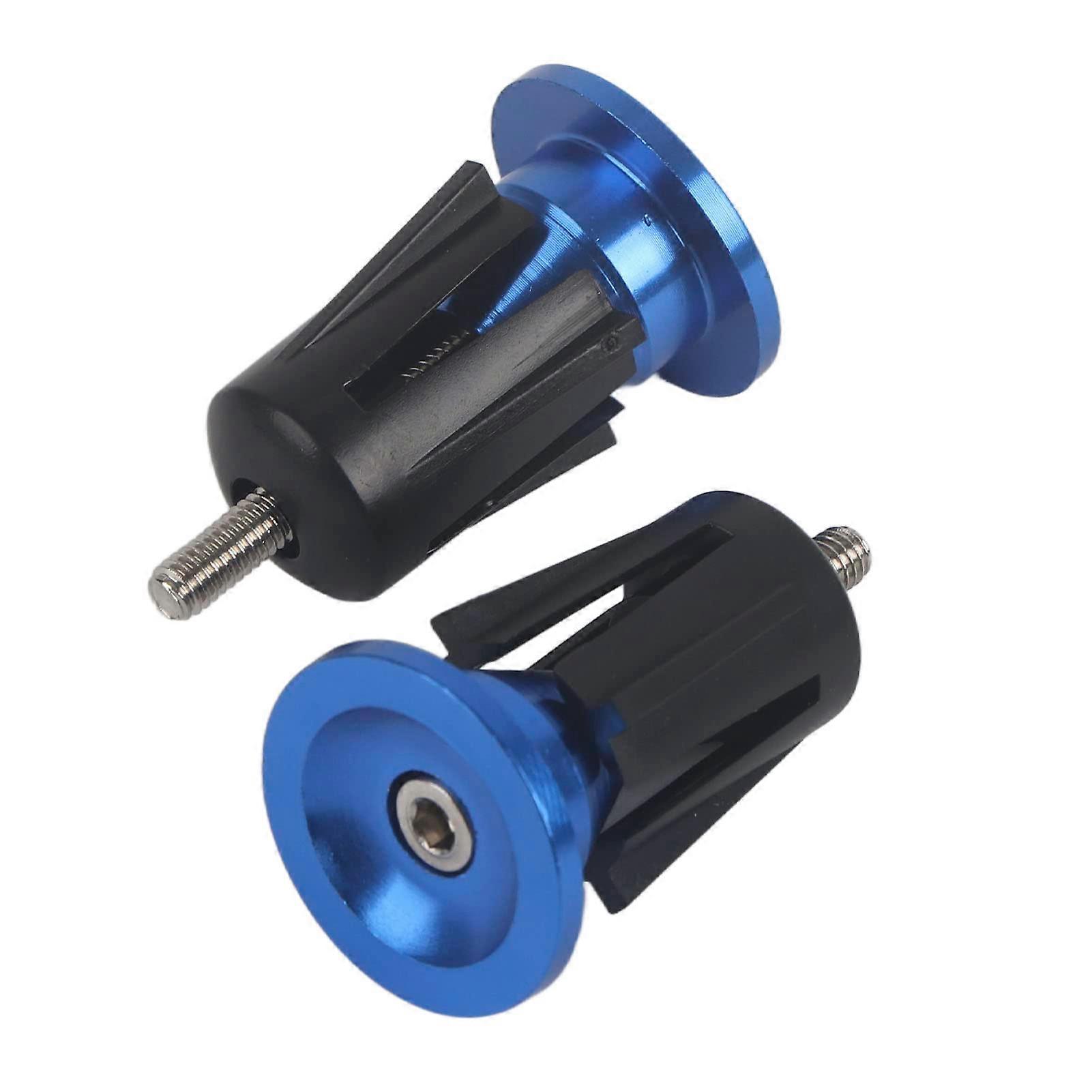 1 Pair Handlebar End Plug, Aluminum Alloy, Bicycle Handlebar End Cap, Parts for Road Bike, Mountain Bike (Blue)