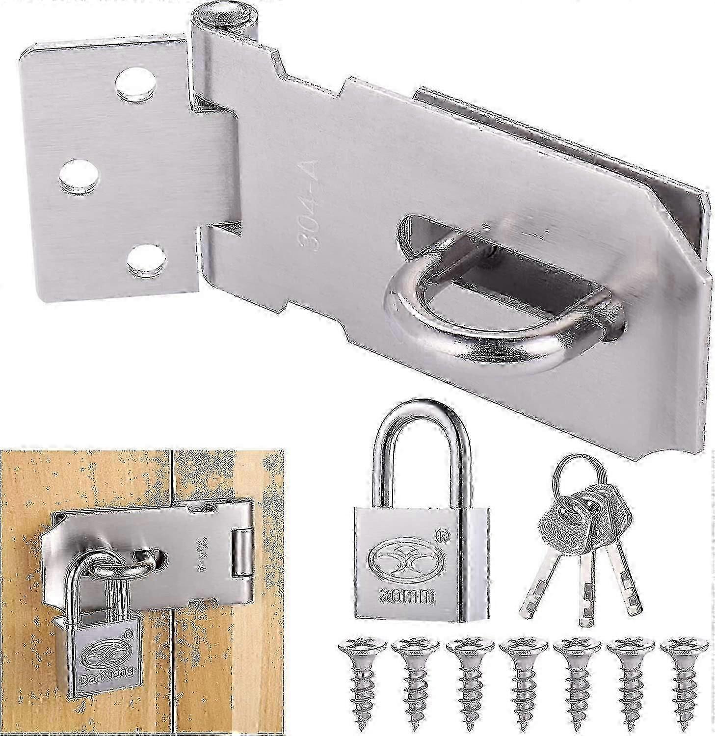 2025 Staple Padlock Hasp With Padlock And Screw Heavy Duty Staple Padlock, Waterproof Door Lock Db