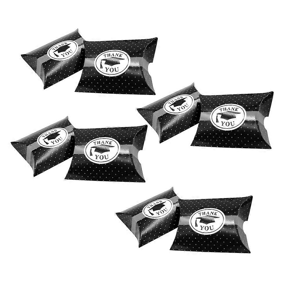 Graduation Candy Container Pillow Shape Gift Storage Black 9x6.5x2.5cm 10Pack