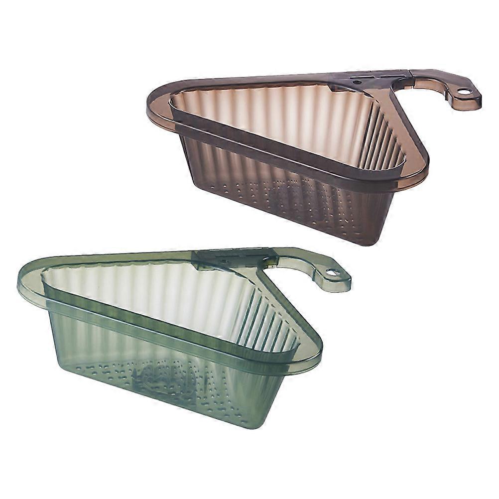 Kitchen Triangle Drain Basket Hanging Rack for Leftover Draining 2Pcs