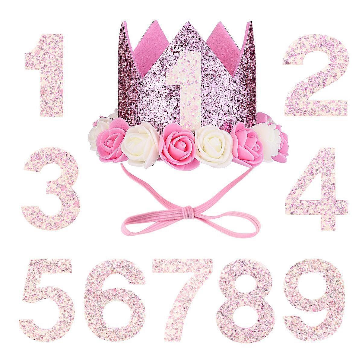 Dog Birthday Crown Hat with Numbers Kitten Headband Pet Accessories for Photo Shoot