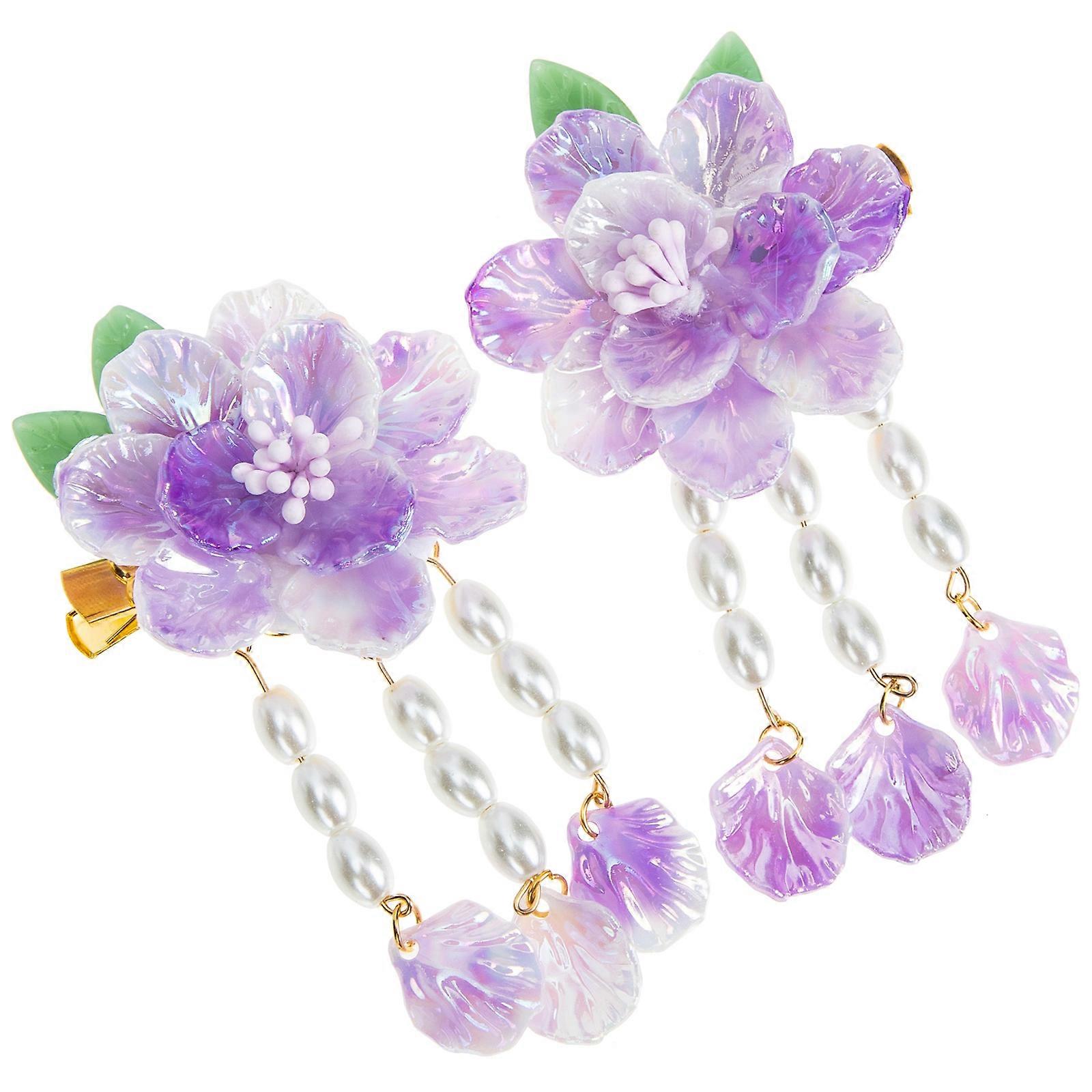 Masteelf 1 Ζευγάρι Camellia Hair Barrette Ρετρό Φούντα Κλιπ Μαλλιών Κομψή κόμμωση Hanfu