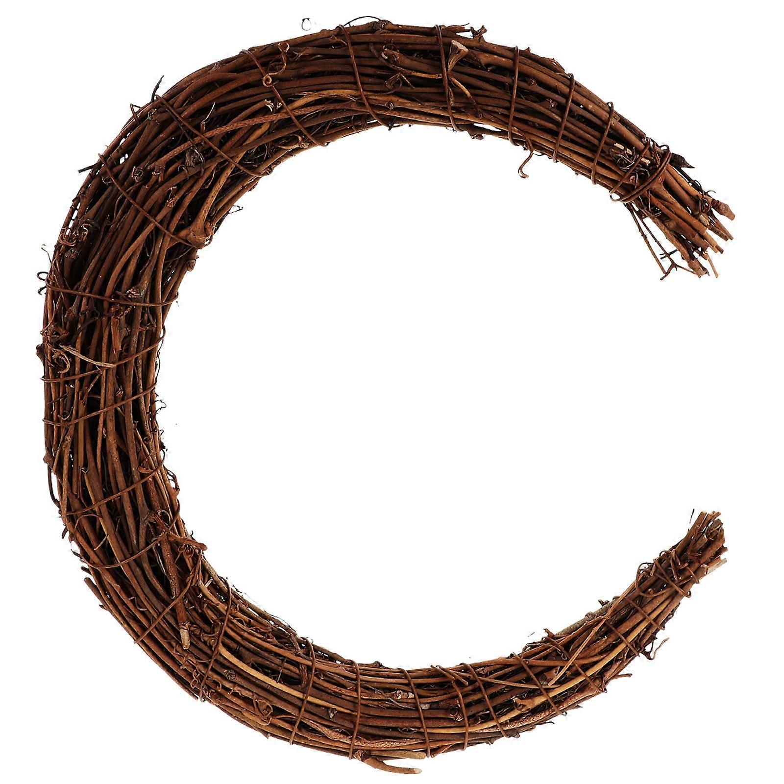 Light Brown Moon Shaped Wreath Ring For DIY Crafts And Party Decoration With Rustic Style And Material 1 Set