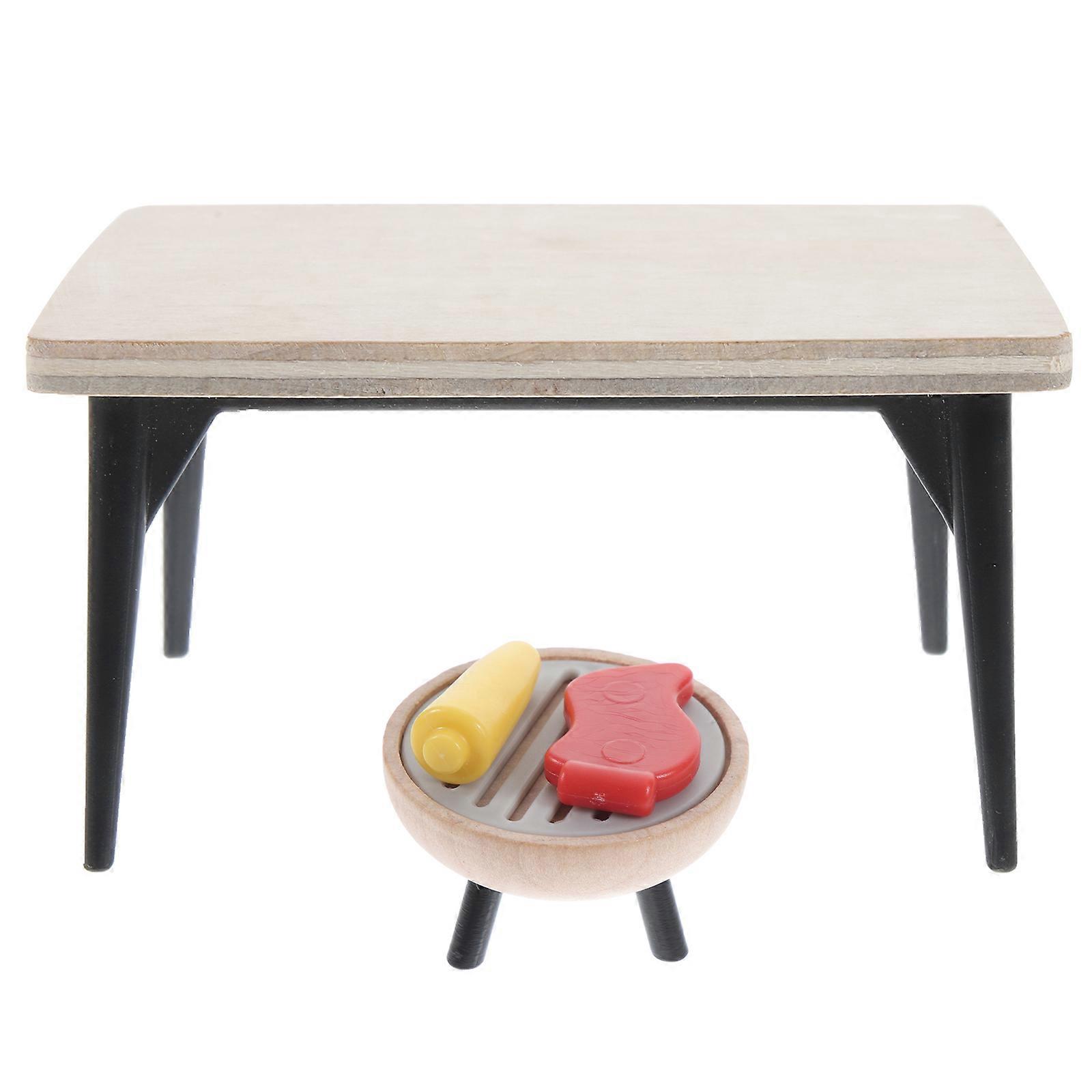 Miniature Wooden Grill Model for Decoration Adds Fun to Mini House Scene Layout Assorted Color
