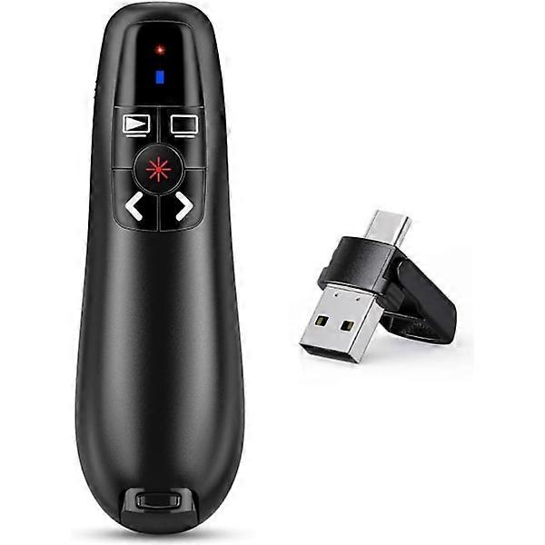 2 in 1 USB C Presenter for PowerPoint Presentations 2.4 GHz Wireless Remote Control Clicker