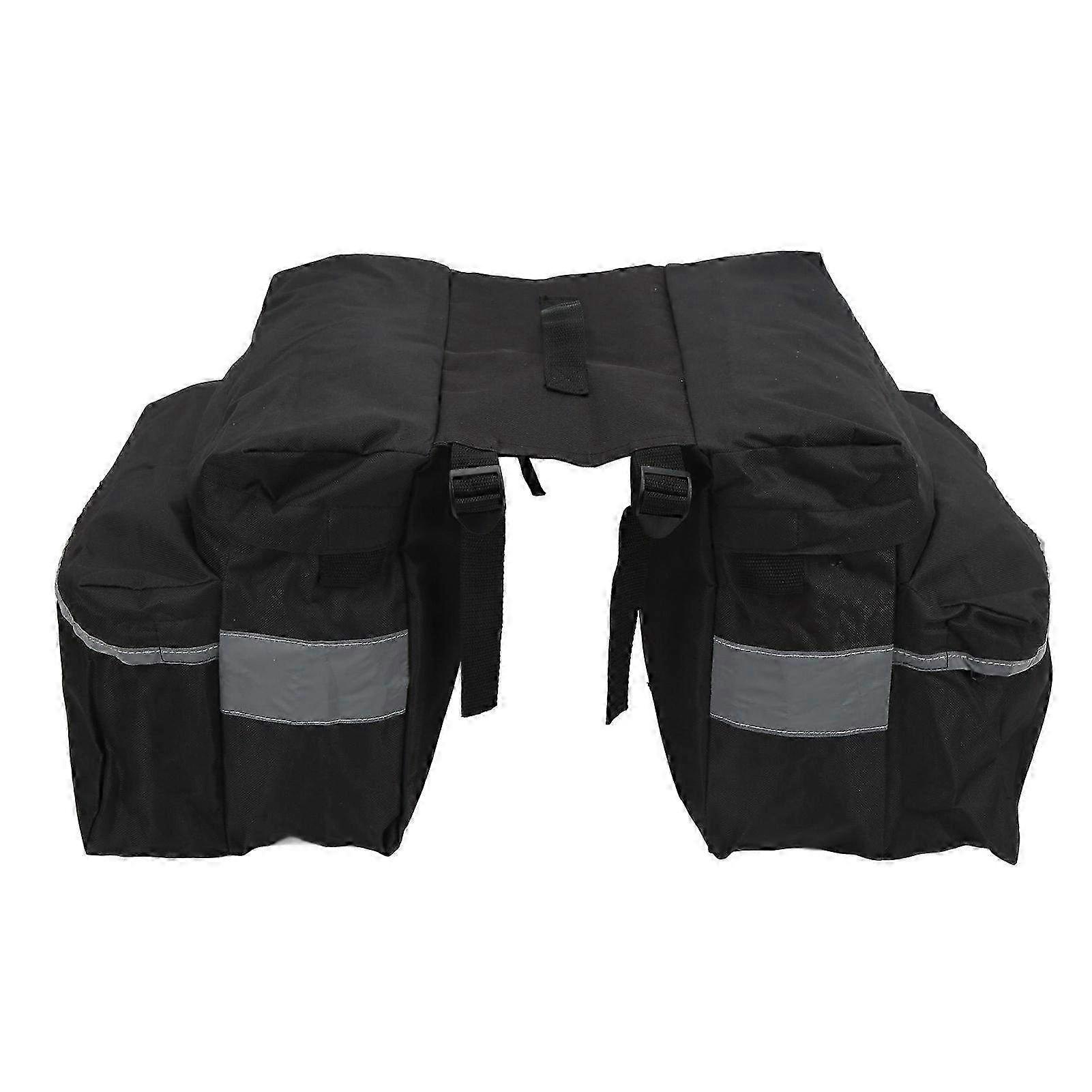 Waterproof Large Capacity Bike Saddle Bag with Double Side Design - Rear Rack Bag with Multiple Pockets & Reflective Strips for Safety