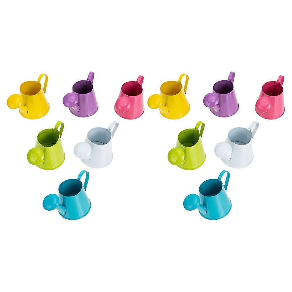 12pcs Mini Iron Watering Cans for Indoor Plants – Desktop Storage, Micro Landscaping & Teaching Props