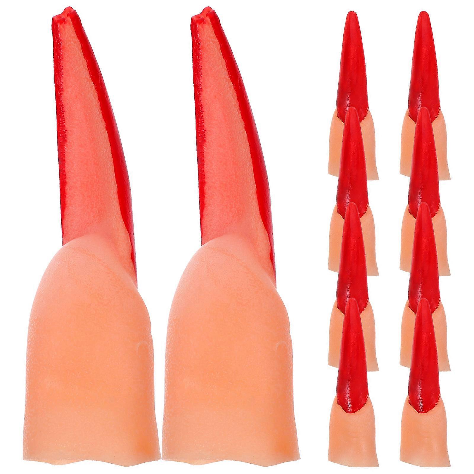 20pcs Fake Witch Fingers Halloween Finger For Zombie Scary Witch Nails For Reading Martian Plastic Finger Extensions Make Up Fingernail For Man Women