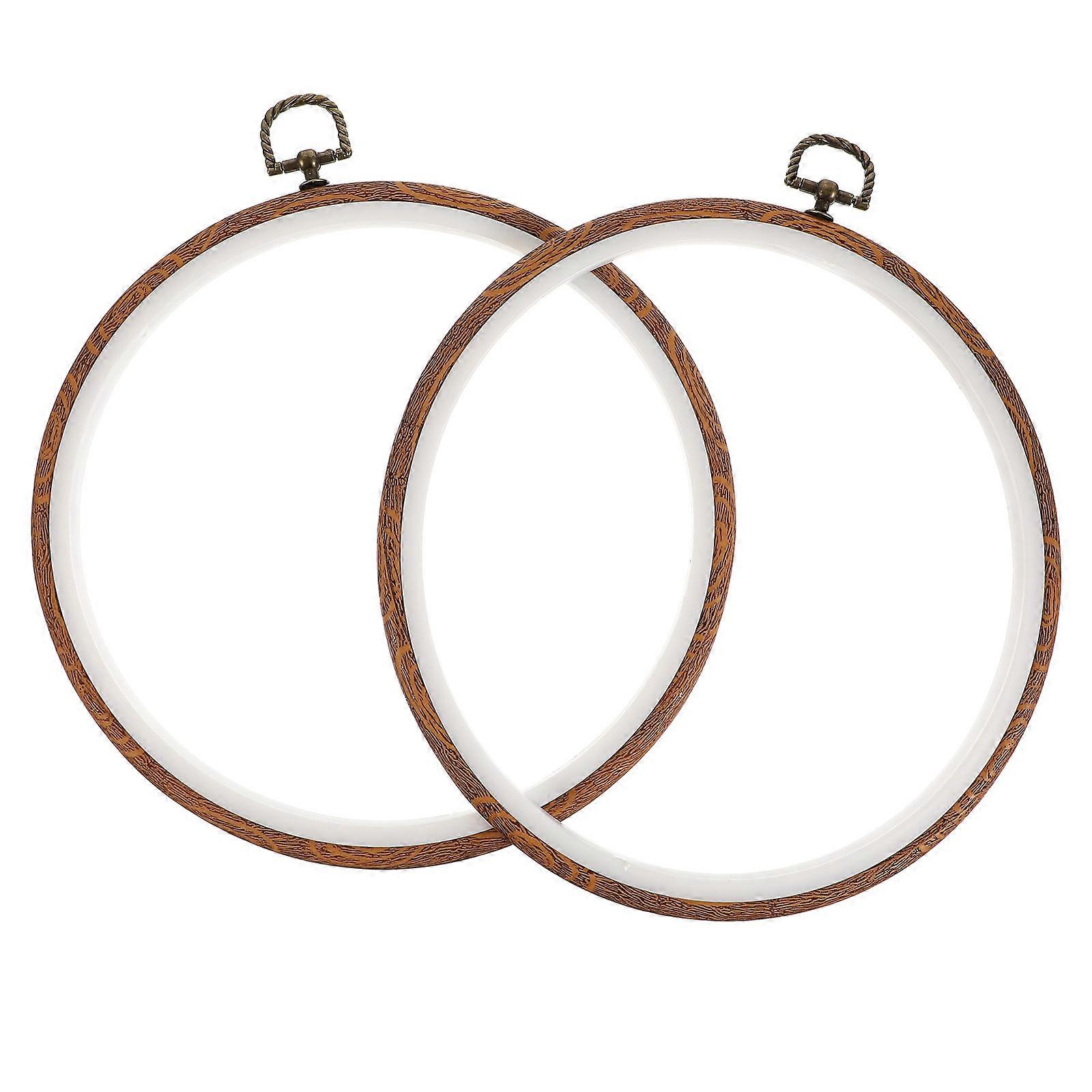 Embroidery Hoops with Realistic Imitation Wood Texture for Craft and Embroidery Use Multi 2Pcs