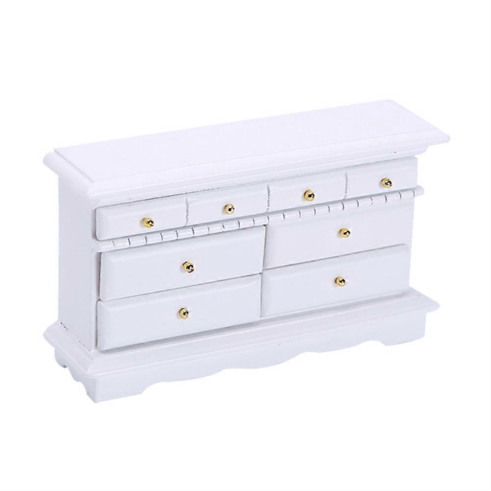 White Miniature Cabinet Model for Decoration with Synthetic Material and Delicate Details 6.5x4.3 Inches