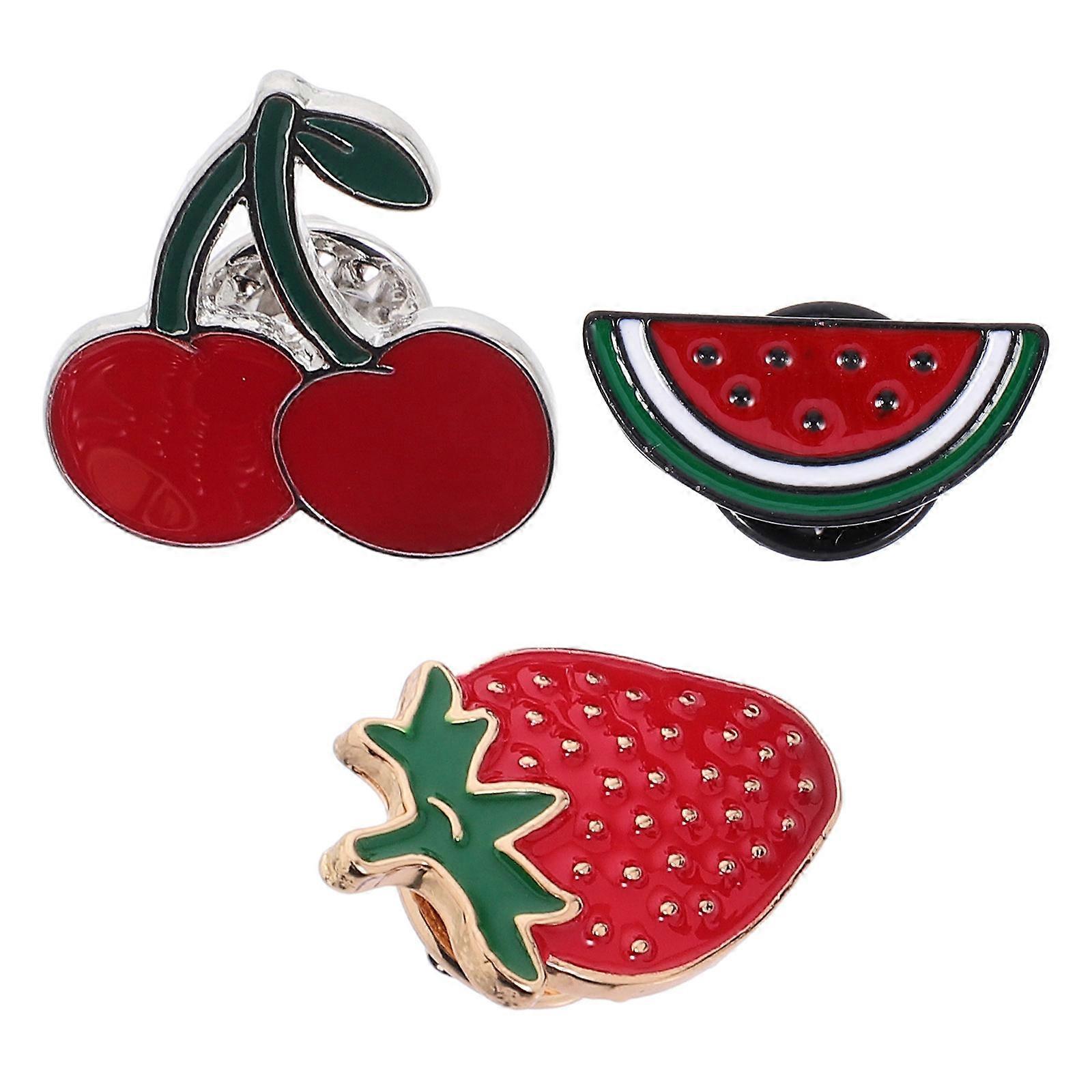 Cute Enamel brooch Pins with Watermelon Strawberry Cherry Shapes for Clothes Backpacks Hats Assorted Color