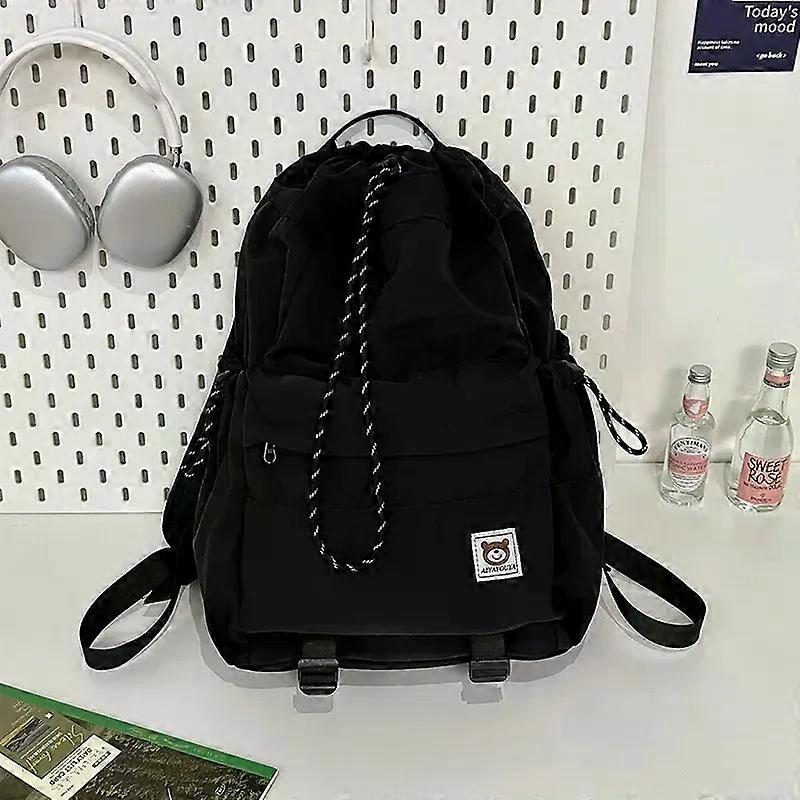 Casual Outdoor Travel Large Capacity Backpack Nylon Material Drawstring Closure Cushion Back System Solid Color Less than 20L