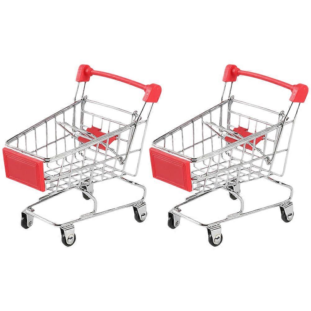 2pcs Mini Shopping Cart Trolley for Pretend Play, Storage & Organization Fun – Simulation Toy for Kids