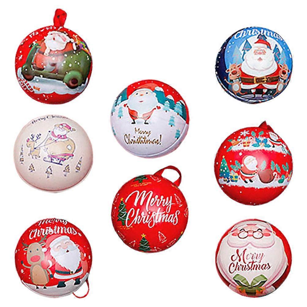 Christmas Candy Packing Box 8Pcs Assorted Color Gift Wrapping Case For Holiday Decorations Round Shape