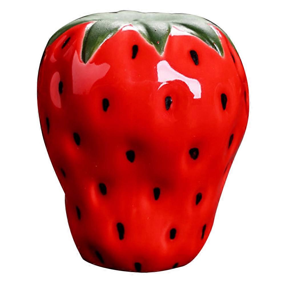 Red Ceramic Strawberry Shaped Teapot Lid Holder for Decorative Use