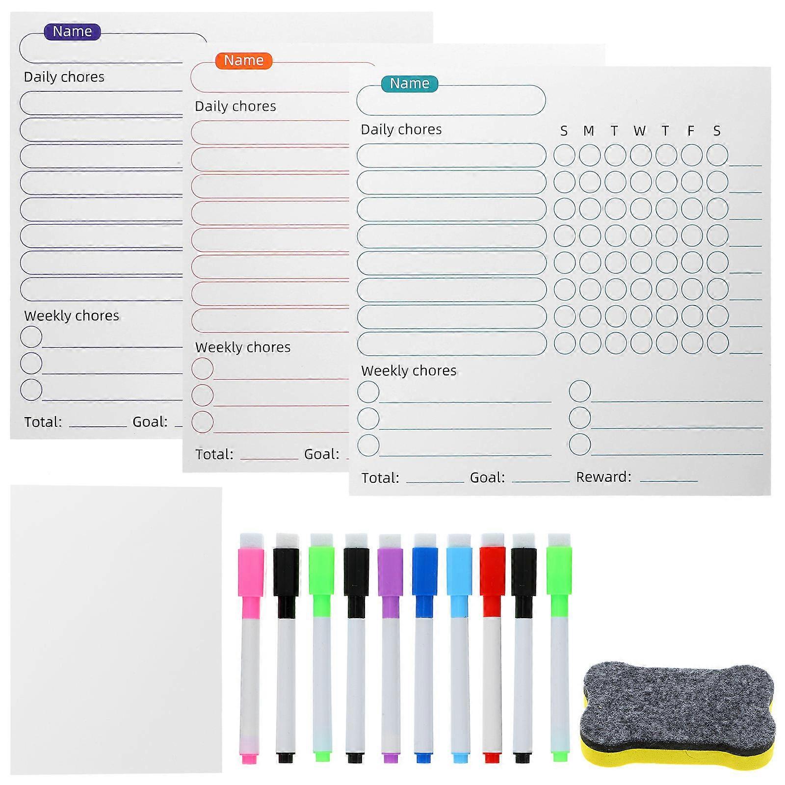 Magnetic Chore Chart Dry Erase Whiteboard For Home Use Assorted Color 25x25x0.5cm Smooth Writing 1 Set