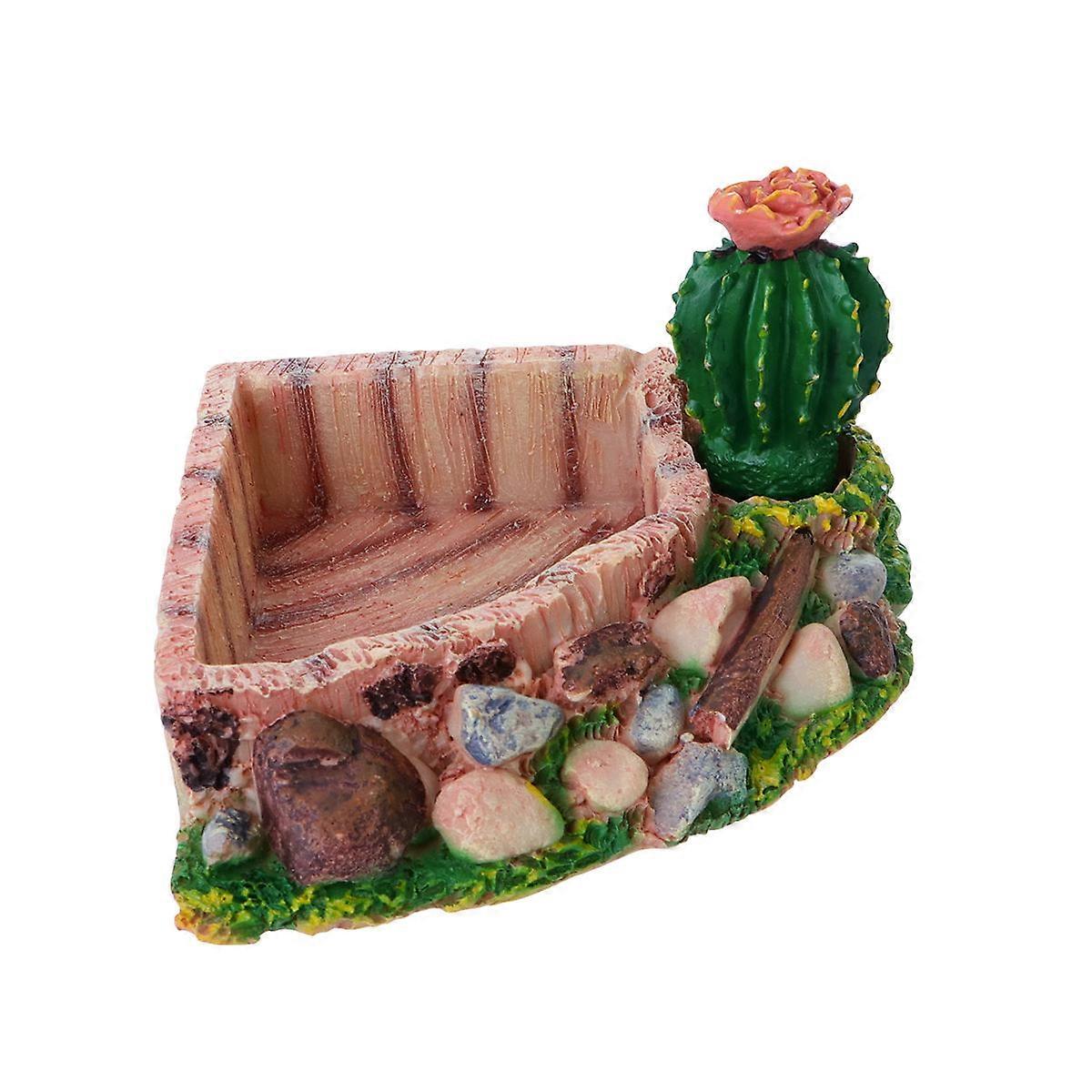 Reptile Drinking Dish Cactus Design Pet Supplies For Reptile Owners 7cm Height Multi Hygienic 1Pcs