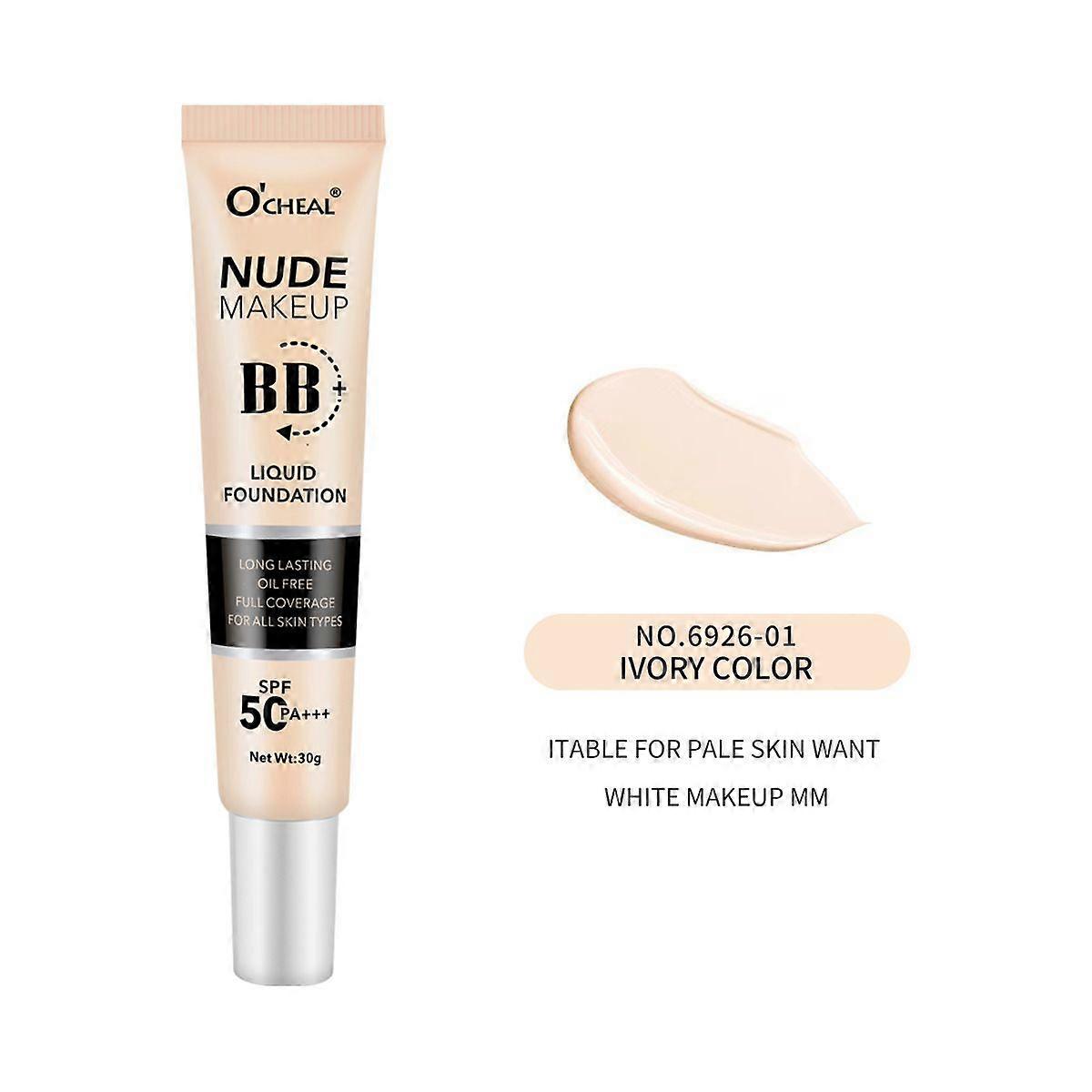 CC Cream with SPF 50+, Hydrating Color Correcting Cream Full Coverage Lightweight Powder Foundation, Waterproof Long Lasting Pre-makeup Primer Facial