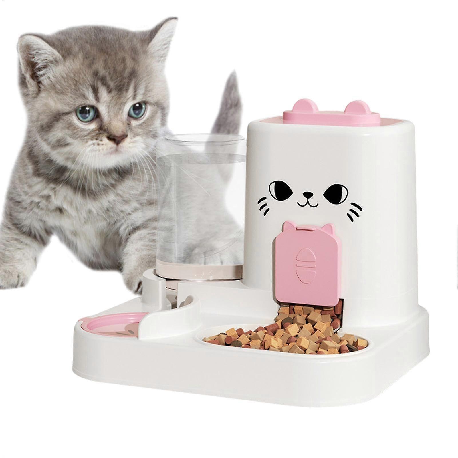 Automatic Cat Feeder and Water Dispenser, Large Capacity Leakproof Cat Food Feeder