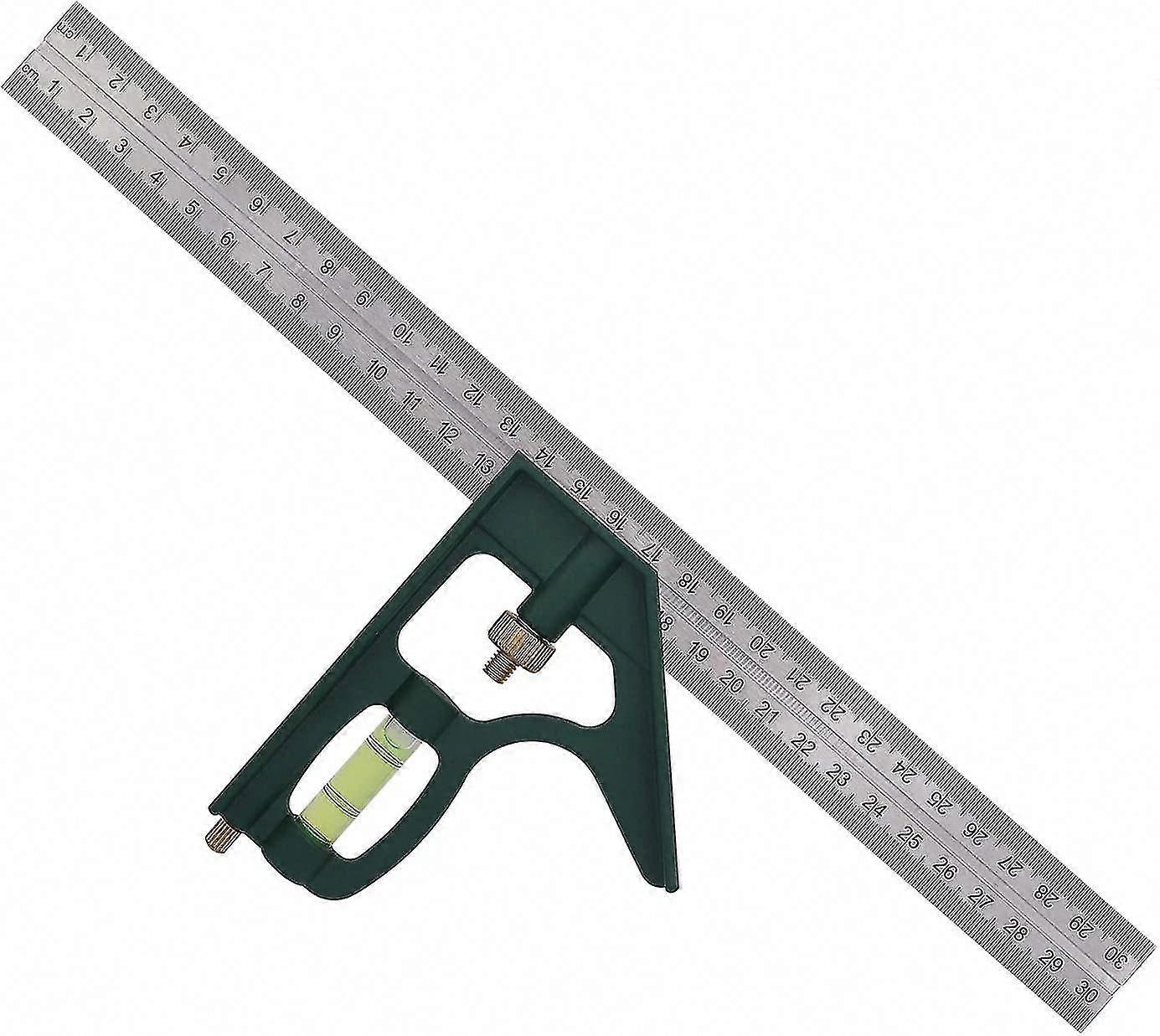Stainless Steel Combination Square Ruler 45/90 Degree Adjustable Angle Multi-Function Tool 300mm 12 Inch