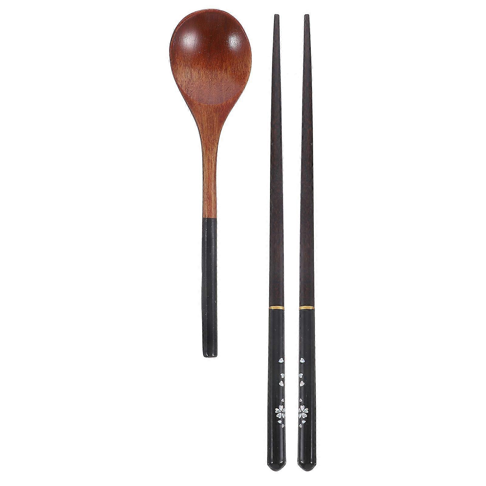 1 Set Japanses Style Tableware Wooden Chopsticks and Spoon Set Kitchen Cutlery